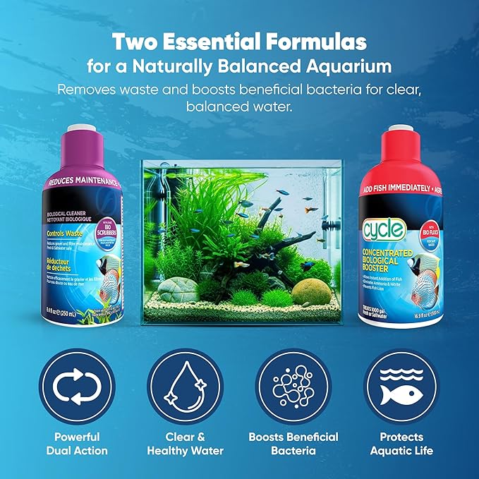 Aquarium Water Conditioner Bundle–Biological Enhancer & Waste Control Cleaner, 8.4 Oz Each | Aquarium Water Treatment, Water Conditioner & Bacteria Starter for Clear, Healthy Aquarium