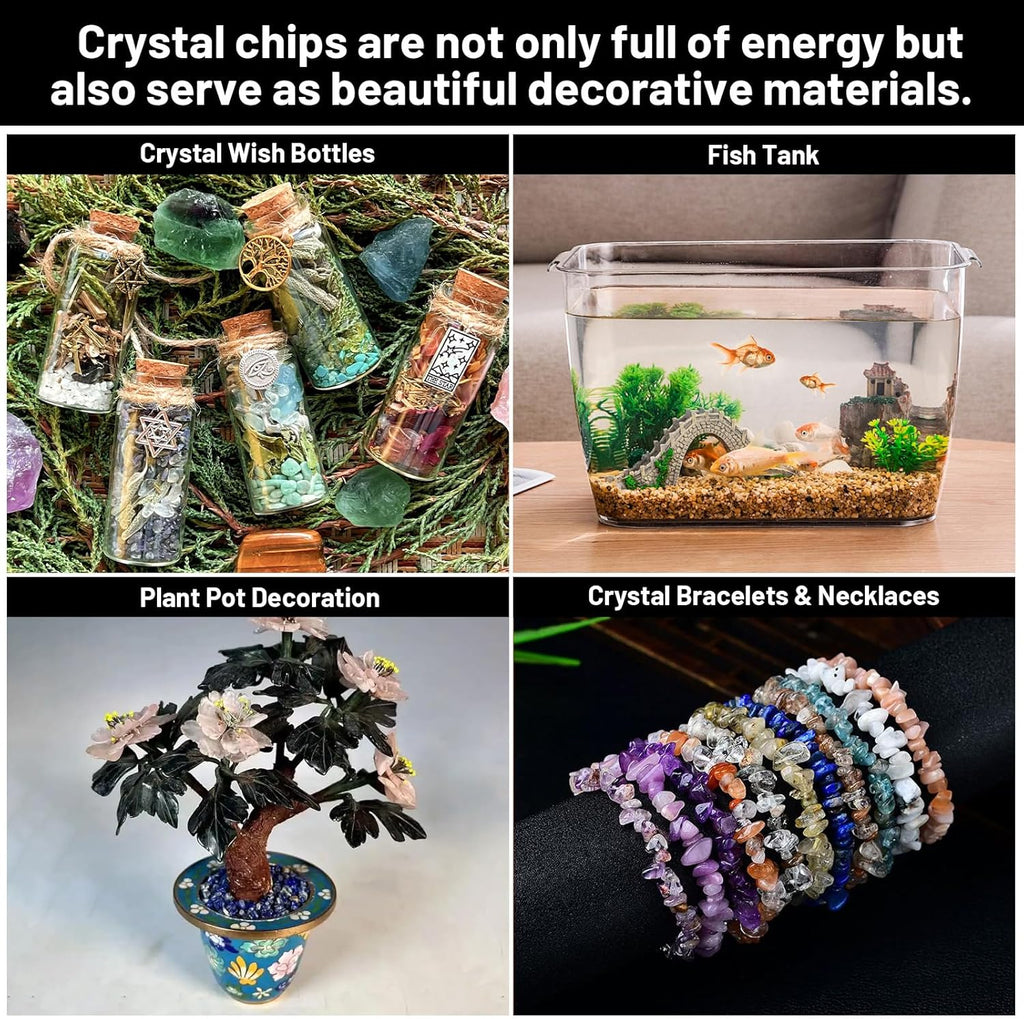 1.1lb Natural Crushed Clear Quartz Crystal Tumbled Chips-Healing Crystals Chips Bulk, Crushed Crystal Gemstones for Crafts, Beautiful Package for Gift (Clear Quartz)