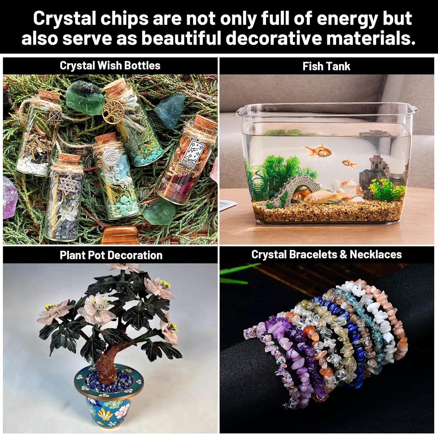 1.1lb Natural Crushed Clear Quartz Crystal Tumbled Chips-Healing Crystals Chips Bulk, Crushed Crystal Gemstones for Crafts, Beautiful Package for Gift (Clear Quartz)