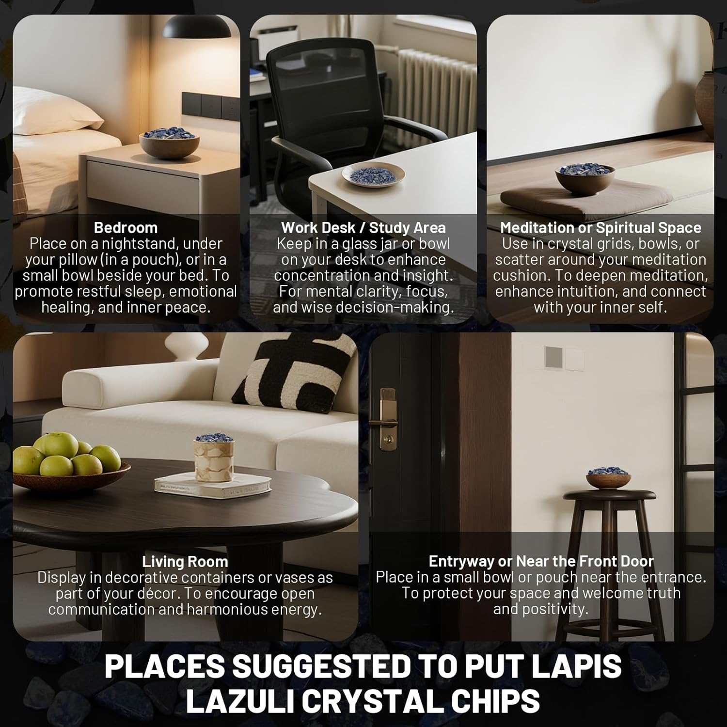 1.1lb Natural Crushed Lapis Lazuli Crystal Tumbled Chips-Lapis Lazuli Healing Crystals Chips Bulk, Crushed Crystal Gemstones for Crafts, Beautiful Package for Gift(Lapis Lazuli)