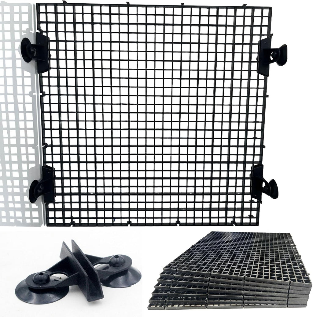 0.35-Inch Black Aquarium Divider Panel 11.8"x11.8",8pacs - Strong Suction Cups, Easy Cut Design to Separate Fish (10-55 Gallon Tanks)