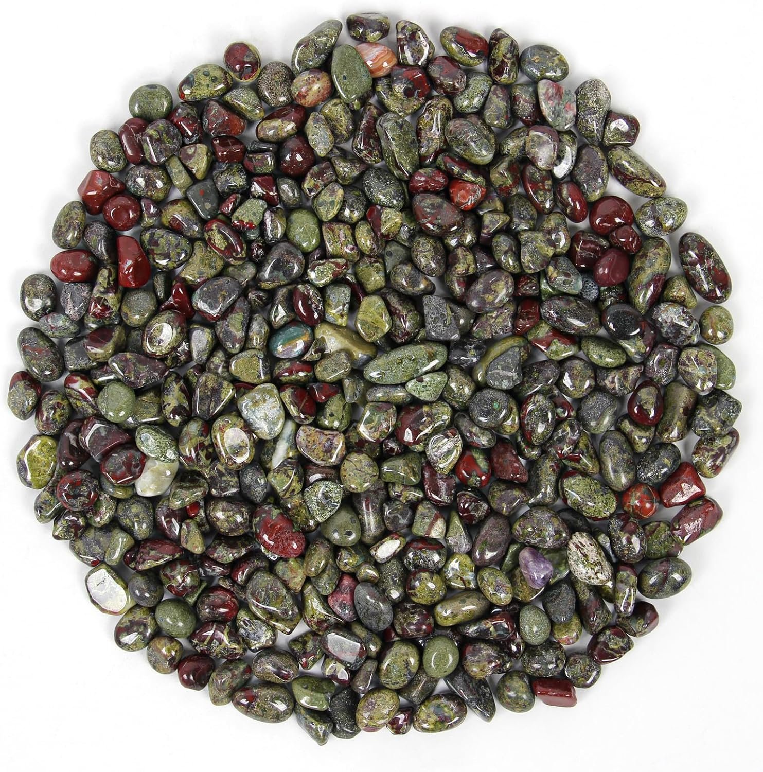 1.1lb Natural Crushed Bloodstone Quartz Crystal Tumbled Chips-Blood Stone Healing Crystals Chips Bulk, Crushed Crystal Gemstones for Crafts, Beautiful Package for Gift