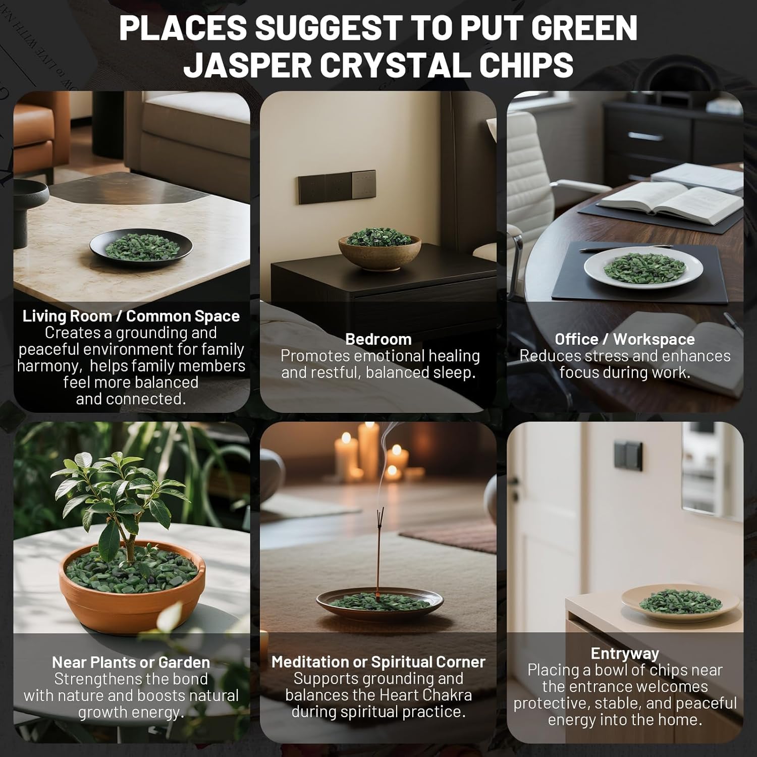 1.1lb Natural Green Jasper Crystal Chips-Healing Crystals Tumbled Chips, Green Jasper Crushed Crystal Gemstones for Crafts, Beautiful Package for Gift