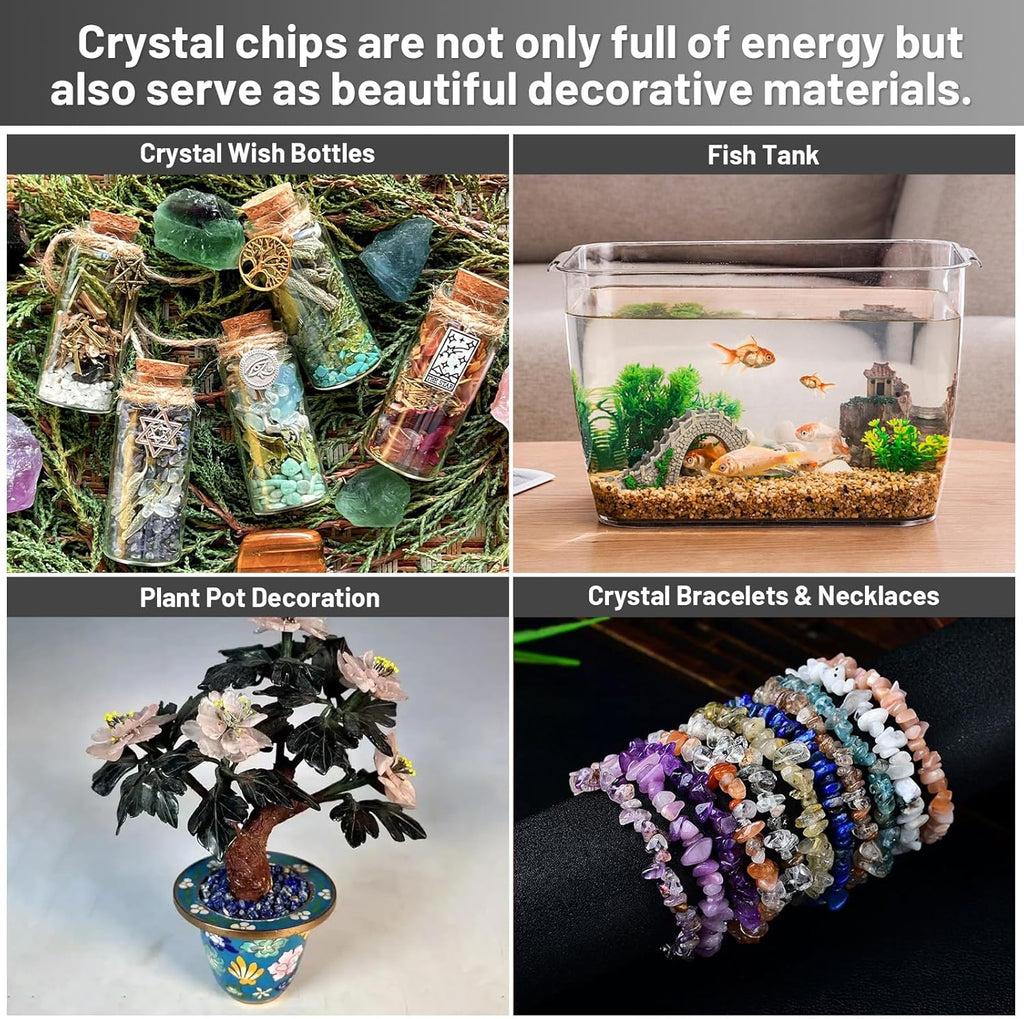 1.1lb Natural Crushed Green Phantom Quartz Crystal Tumbled Chips-Healing Crystals Chips Bulk, Crushed Crystal Gemstones for Crafts, Beautiful Package for Gift (Green Phantom Quartz)