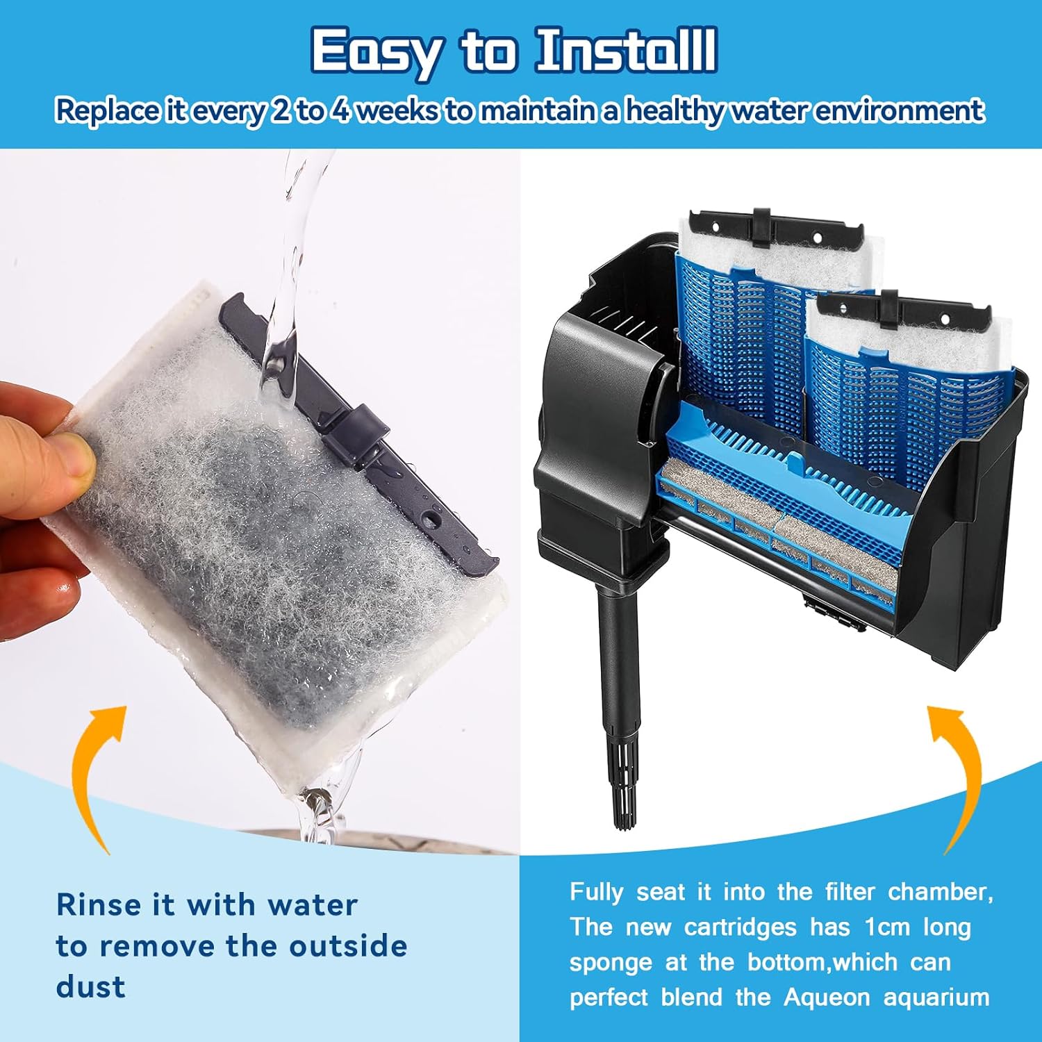 10 Packs Small Aquarium Filters Cartridges for Aqueon QuietFlow E Internal Power Filter Size 10 and 1/2.5/5 Gallon Mini-Bow Aquarium Filters