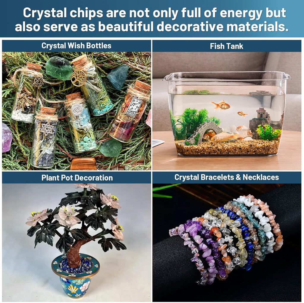 1.1lb Natural Crushed Blue Apatite Crystal Tumbled Chips - Blue Apatite Healing Crystals Chips Bulk, Crushed Crystal Gemstones for Crafts, Beautiful Package for Gift