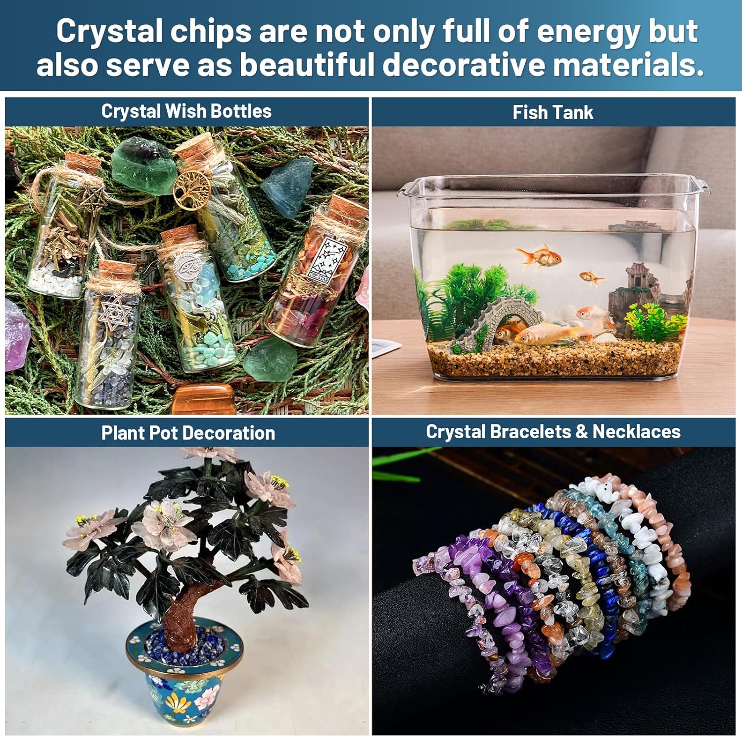 1.1lb Natural Crushed Blue Apatite Crystal Tumbled Chips - Blue Apatite Healing Crystals Chips Bulk, Crushed Crystal Gemstones for Crafts, Beautiful Package for Gift