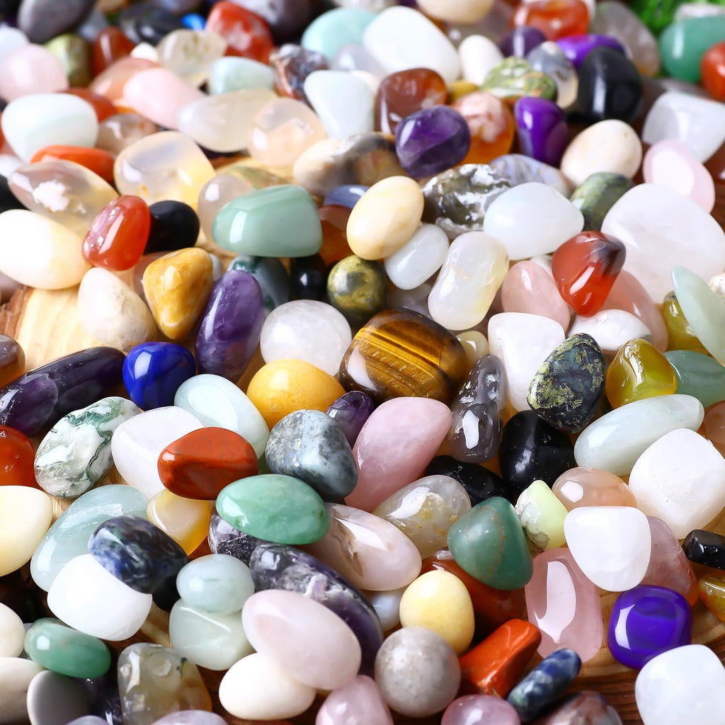 0.62lb Natural Gemstones Crystal Bulk Tumbled Polished Stones Irregular Amethyst Stones Rocks Chakra Colorful Crystal Vase Filler Decor Energy Reiki Beginner Birthday Gifts 0.47to 0.63 in