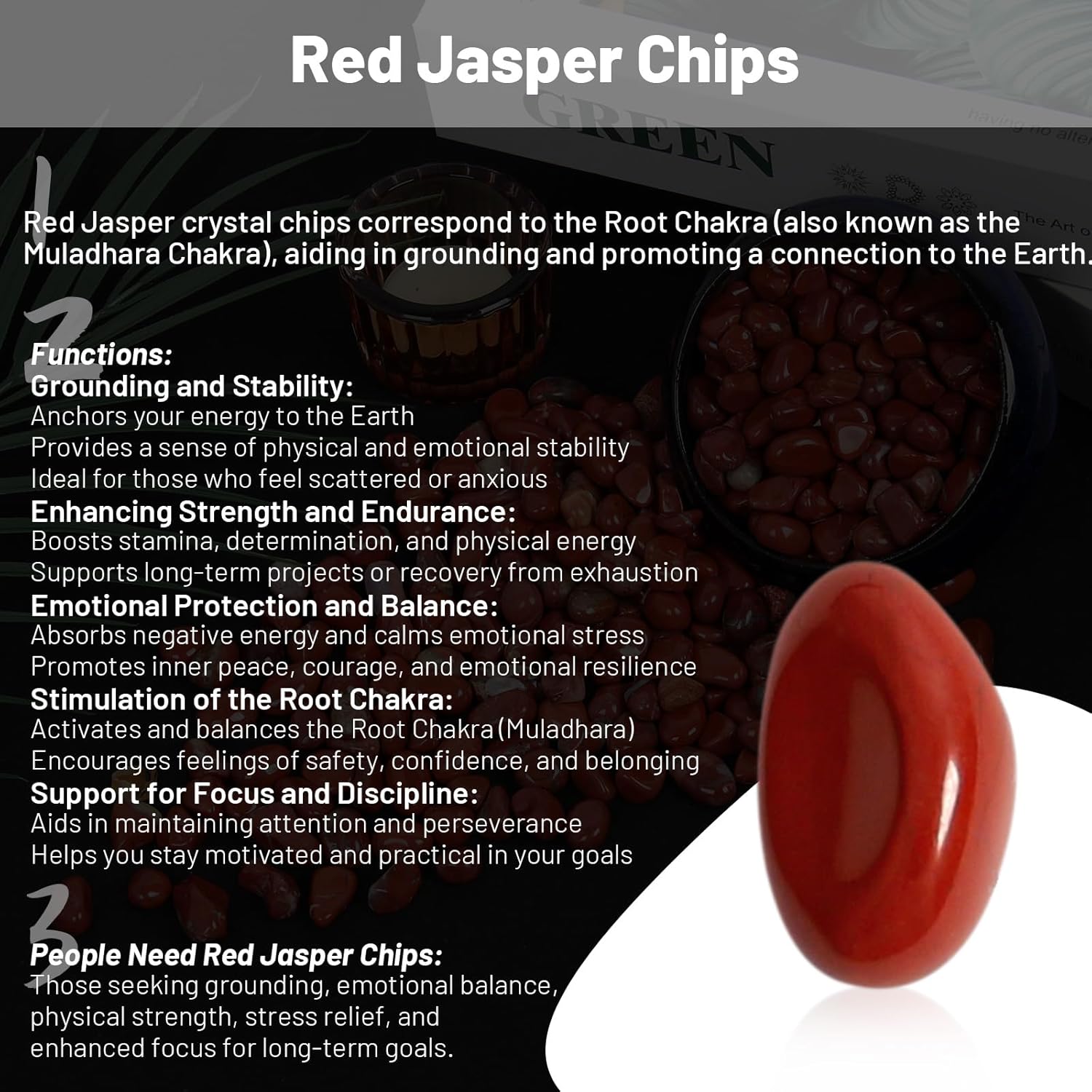 1.1lb Natural Red Jasper Crystal Chips - Red Jasper Healing Crystals Chips, Crushed Crystal Gemstones for Crafts, Beautiful Package for Gift