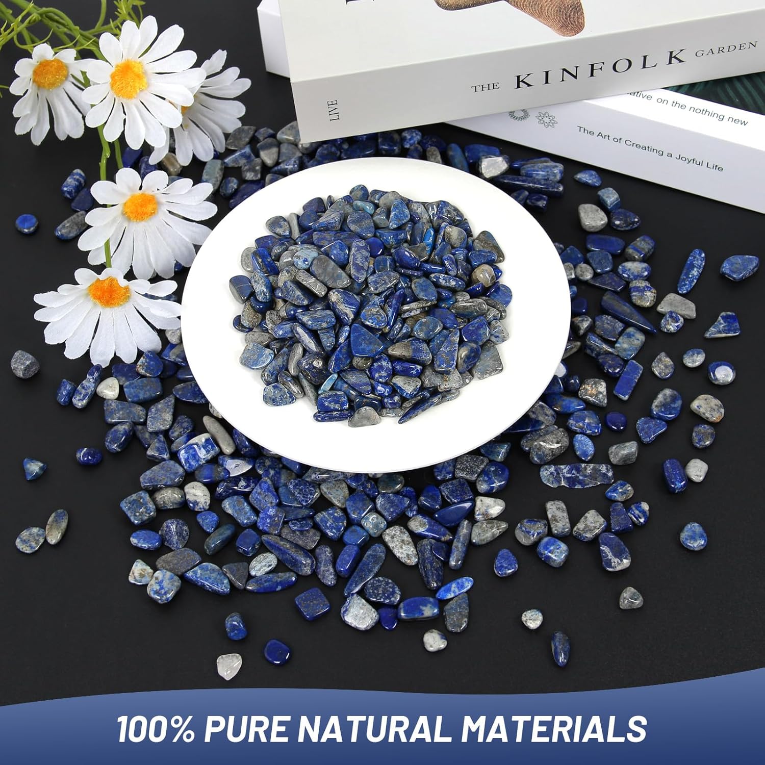 1.1lb Natural Crushed Lapis Lazuli Crystal Tumbled Chips-Lapis Lazuli Healing Crystals Chips Bulk, Crushed Crystal Gemstones for Crafts, Beautiful Package for Gift(Lapis Lazuli)