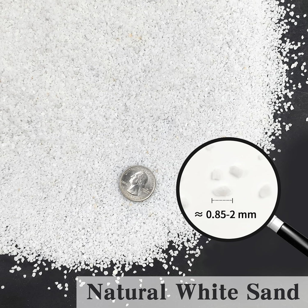 10 lbs Aquarium White Sand, 0.8-2mm Coarse Sand. Small Gravel for Fish Tank, Succulent Plants Potted, Paintings, Fire Pits, Candle, Vase Filler and Crafts