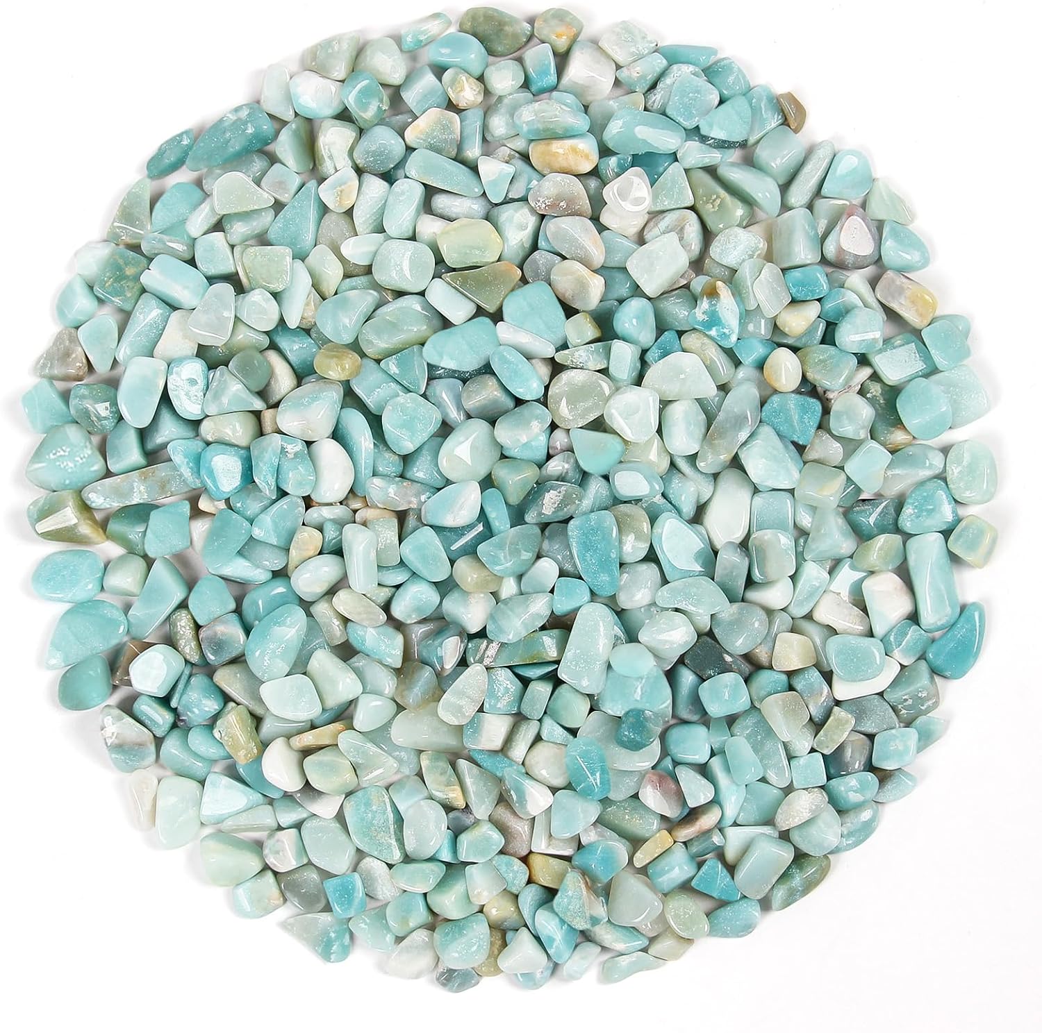 1.1lb Natural Crushed Amazonite Crystal Tumbled Chips-Healing Crystals Chips Bulk, Crushed Crystal Gemstones for Crafts, Beautiful Package for Gift (Amazonite)
