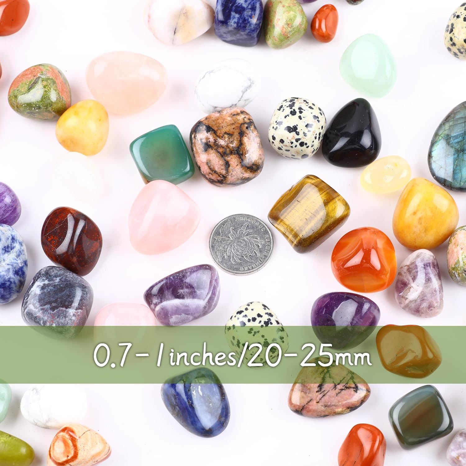 0.62lb Natural Gemstones Crystal Bulk Tumbled Polished Stones Irregular Amethyst Stones Rocks Chakra Colorful Crystal Vase Filler Decor Energy Reiki Beginner Birthday Gifts 0.78 to 0.98 in