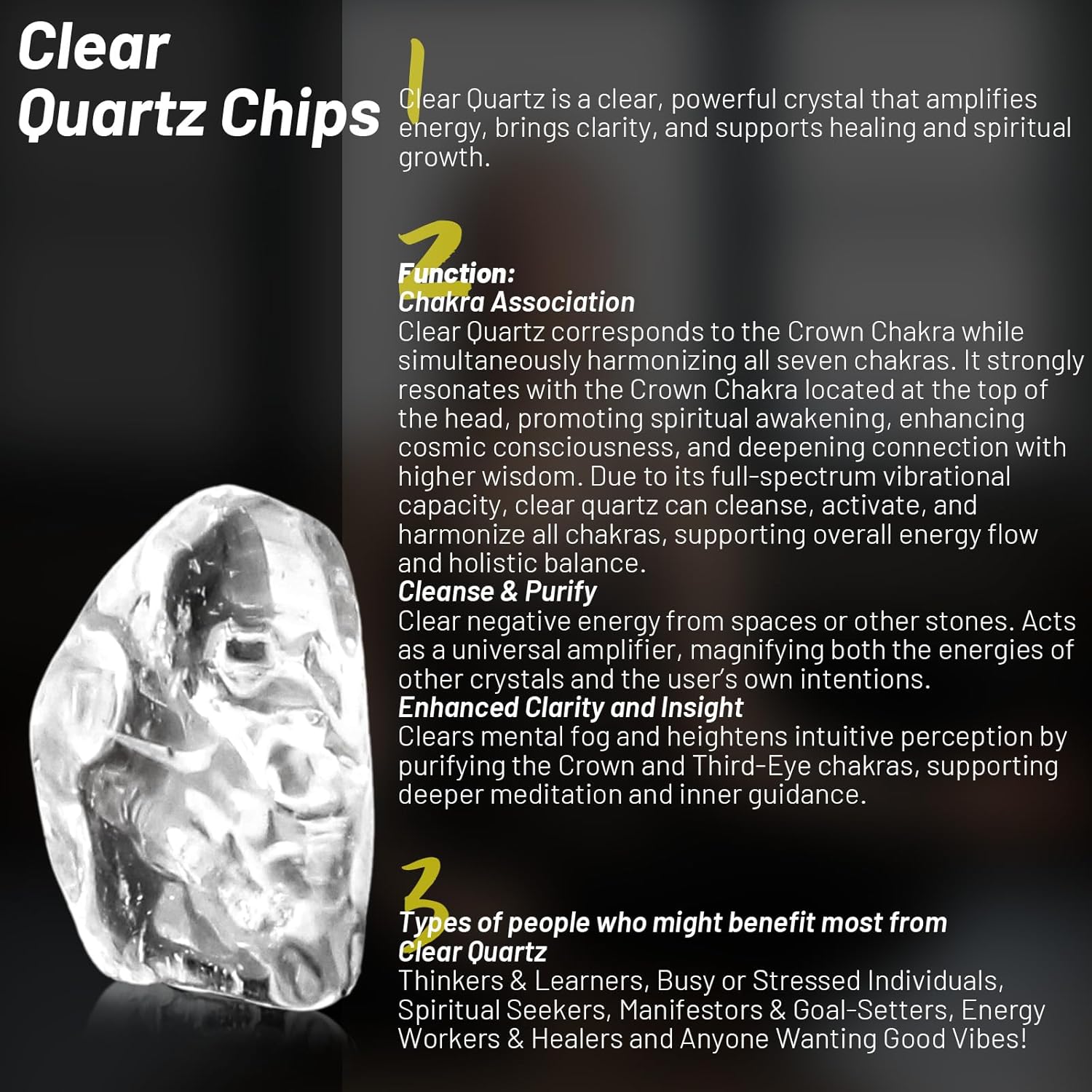 1.1lb Natural Crushed Clear Quartz Crystal Tumbled Chips-Healing Crystals Chips Bulk, Crushed Crystal Gemstones for Crafts, Beautiful Package for Gift (Clear Quartz)