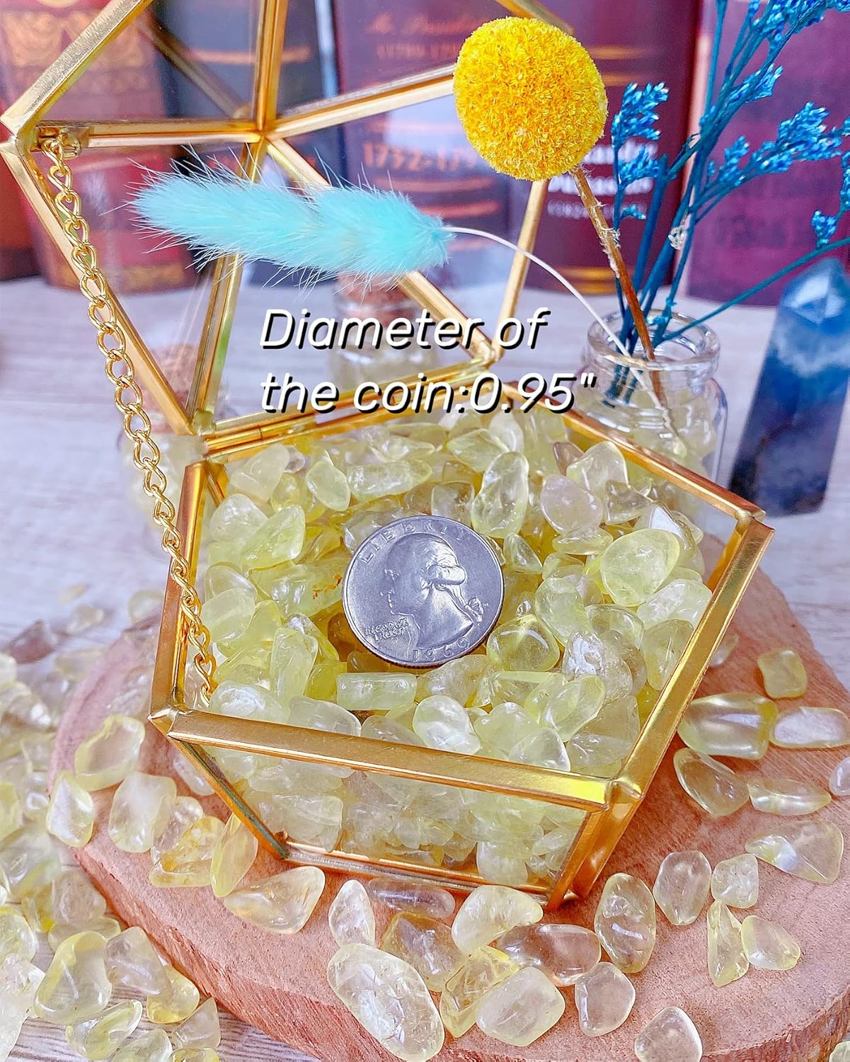 0.55lb Citrine Crystals Quartz Tumbled Stones Chips Stone Crushed Crystal Natural Irregular Polished Rocks Gem Gravel Home Decoration Aquarium Tank Succulent Plants Vase Filler Landscape Bottom 250G