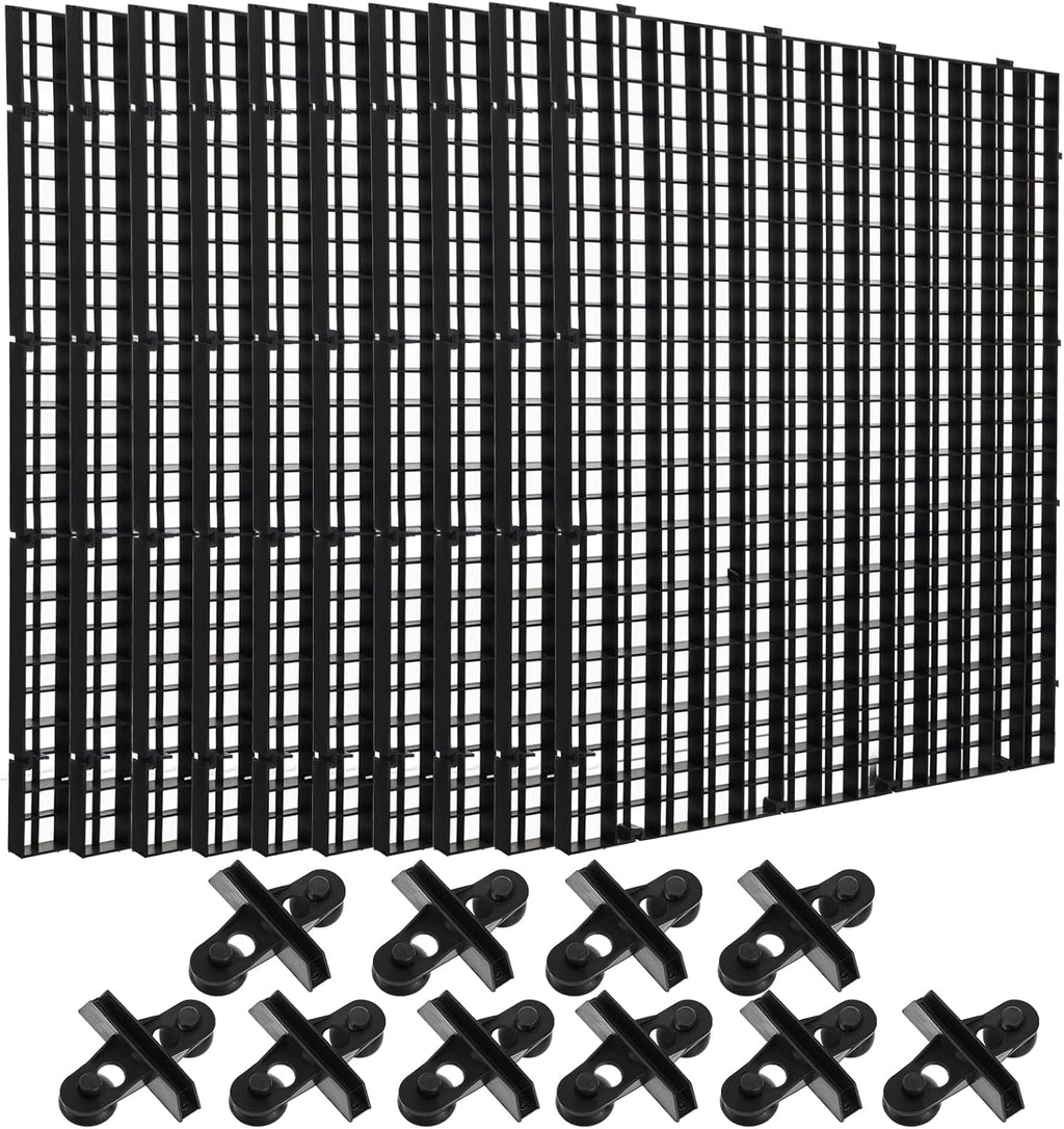 10 Pcs Aquarium Divider Tray Plastic Grid Aquarium Egg Crate Light Diffuser, Fish Tank Divider Filter Bottom Isolation with 12Pcs Sucker Clip