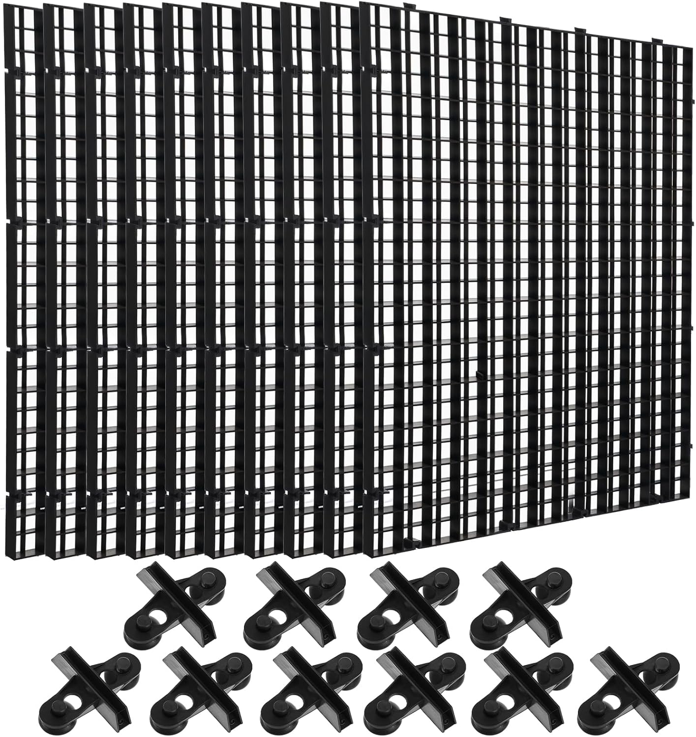 10 Pcs Aquarium Divider Tray Plastic Grid Aquarium Egg Crate Light Diffuser, Fish Tank Divider Filter Bottom Isolation with 12Pcs Sucker Clip