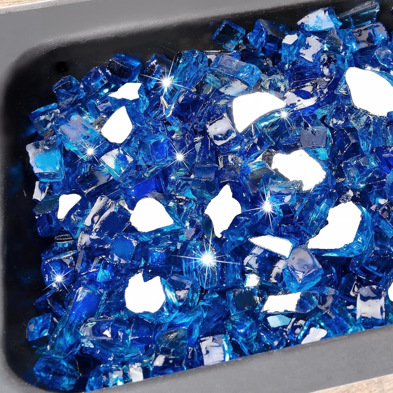 10 lbs Fire Glass for Propane Fire Pit, 1/2 Inch Fire Pit Glass Rocks for Gas Fireplace, Reflective Glass Rocks for Fire Pit Table, Cobalt Blue