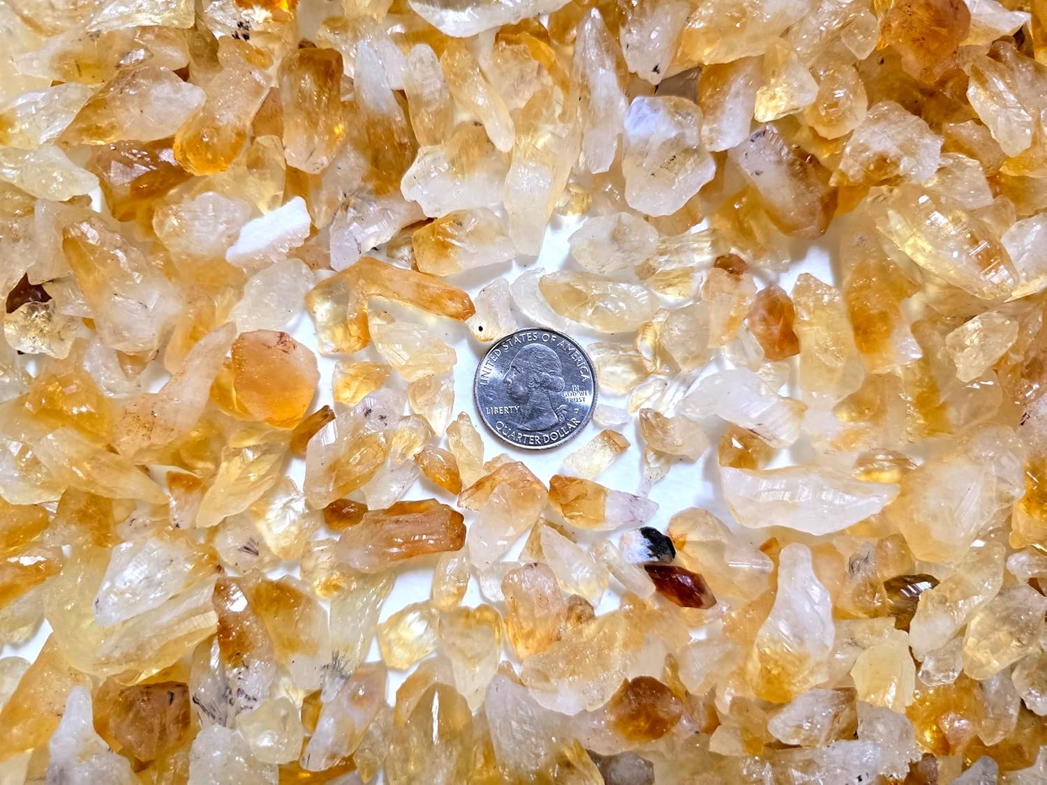1 Pound Crushed Citrine Crystal Bulk Chips Raw Stones for Crafting, Beading and Healing - Heat Treated