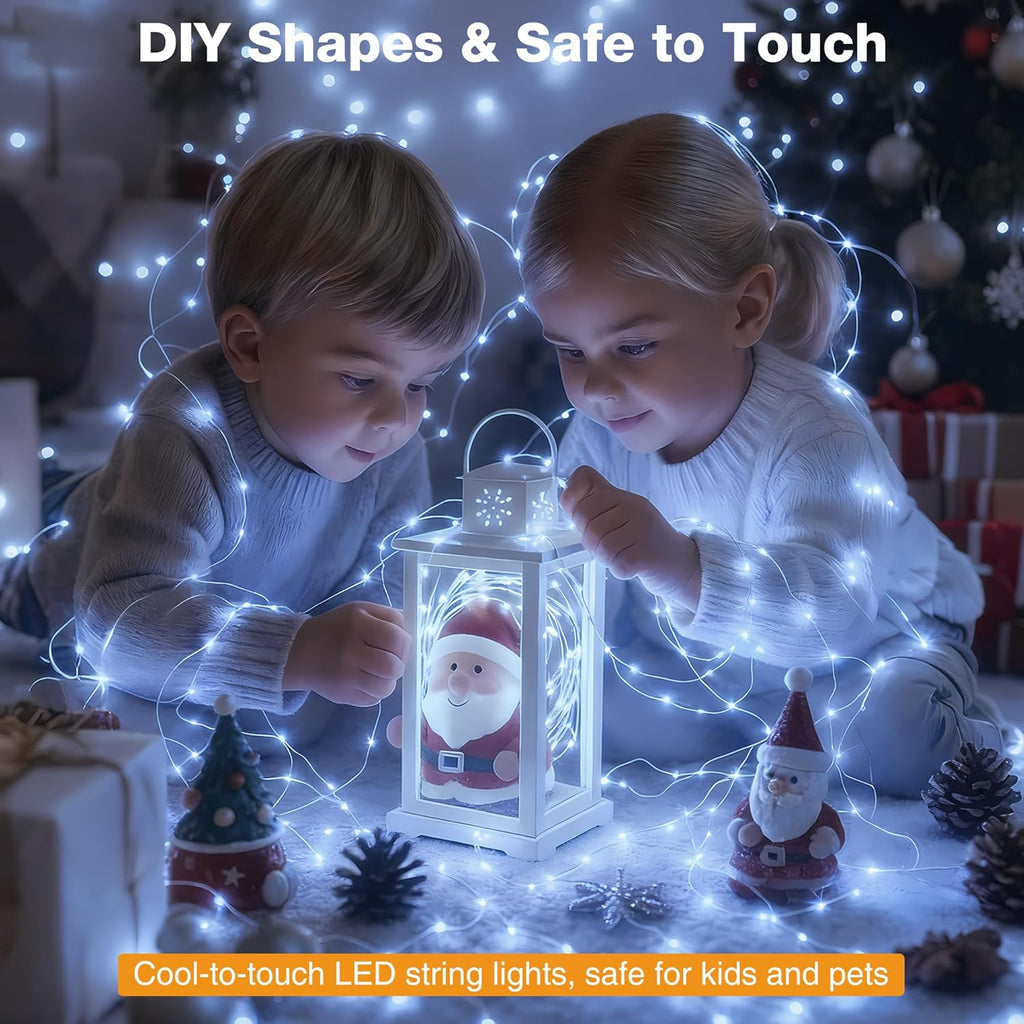 10 Pack 16FT 50 LED Fairy Lights Battery Operated with Timer, 8 Modes USB Mini Twinkle Light, Small String Lights for Christmas Tree Wreath Vase Bedroom DIY Wedding Decorations-Cold White