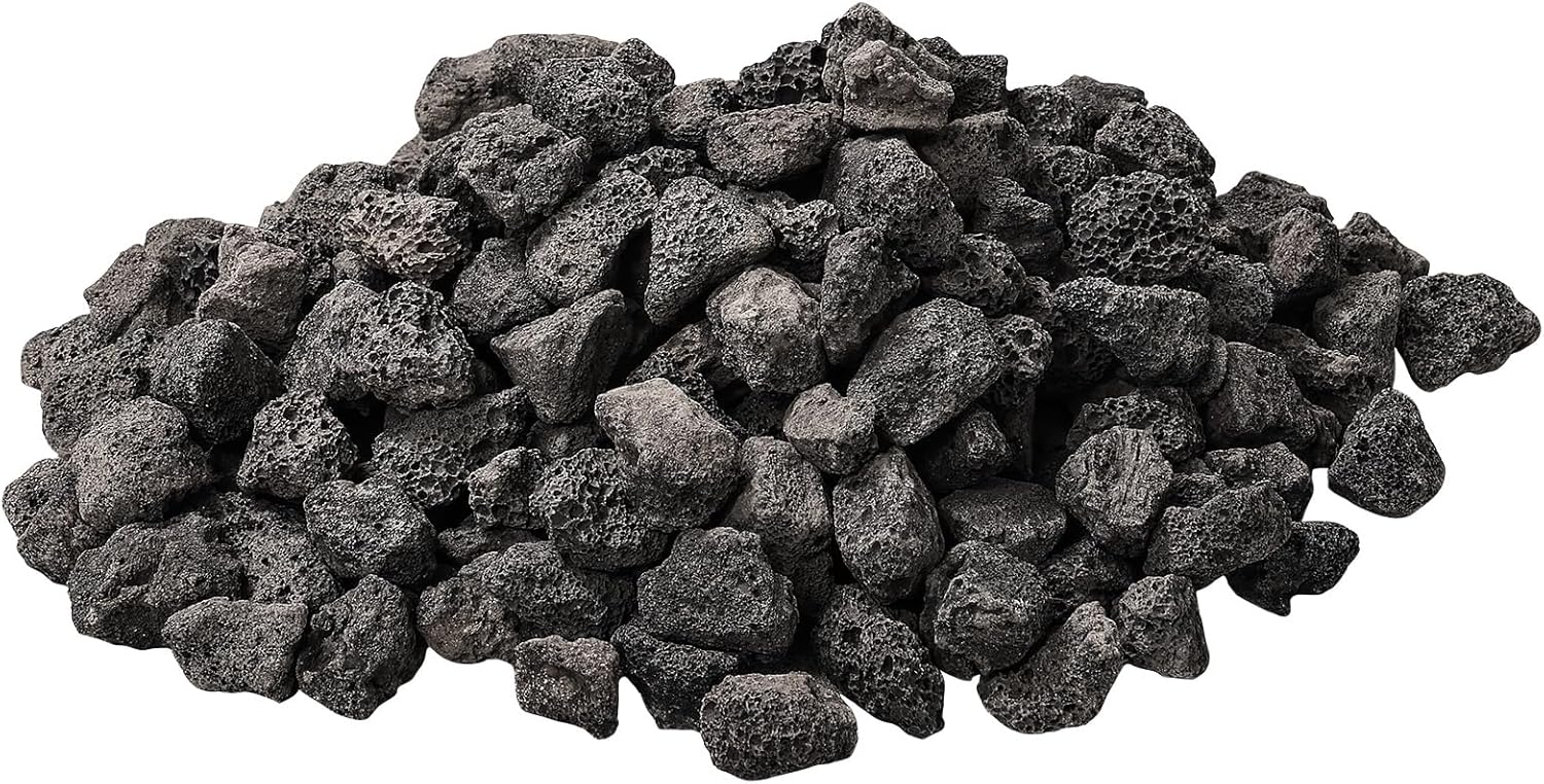 10 lb 0.8-1.2 Inch Small Black Lava Rocks for Fire Pits, Indoor Fireplaces, Outdoor Gas Fire Tables, Garden Landscaping Decoration