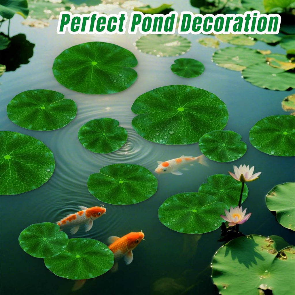 18PCS Lily Pads for Ponds Artificial Pond Plants Floating Flowers for Pool Aquarium Plants Lotus Flower for Fish Koi Pond Accessories for Outdoor Ponds Patio Pond Decorations 3Sizes