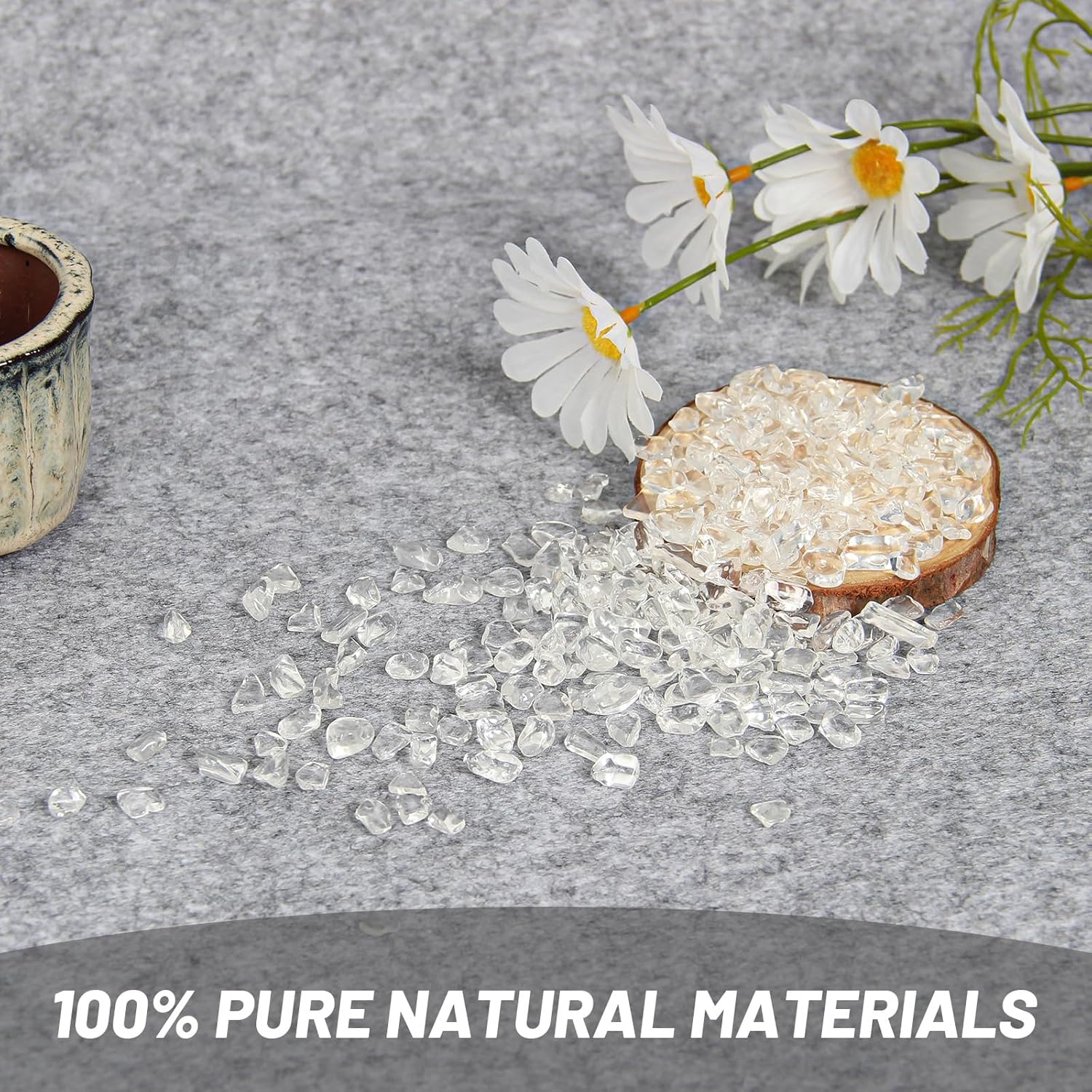 1.1lb Natural Crushed Clear Quartz Crystal Tumbled Chips-Healing Crystals Chips Bulk, Crushed Crystal Gemstones for Crafts, Beautiful Package for Gift (Clear Quartz)