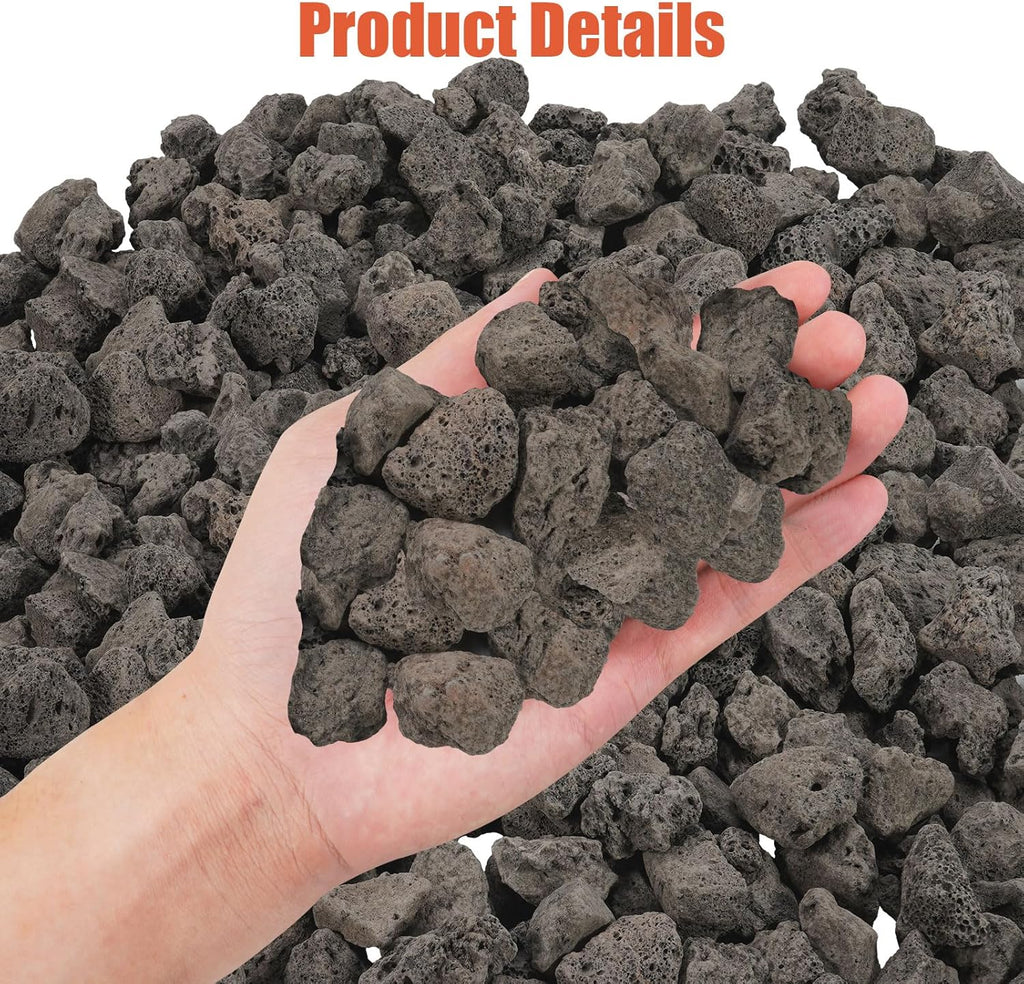 10 lbs Durable Black Lava Stones for Indoor Gas Fireplaces, Fire Pits, and Fire Pit Tables, Gas Fireplace Rocks, 0.8-1.2 Inch Fire Pit Stones for Outdoor Grills and Landscaping