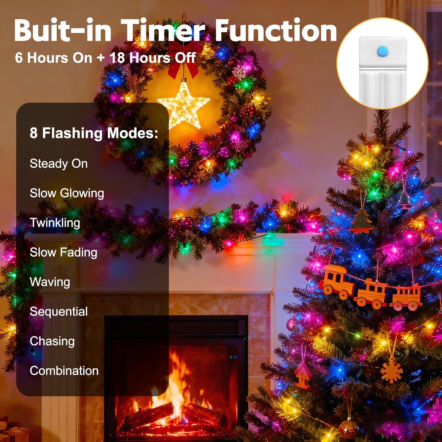 10 Pack Fairy Lights Battery Operated with Timer, 10 Ft 30 LED String Lights Indoor Outdoor, 8 Modes Waterproof Twinkle Lights for Bedroom Dorm DIY Crafts Party Wedding Christmas Decor, Multicolor