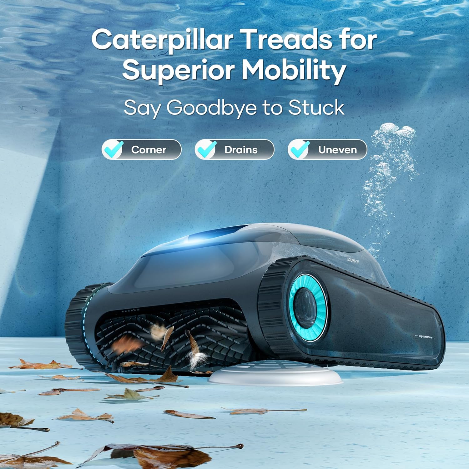 (2025 Upgrade) Aiper Scuba S1 Robotic Pool Cleaner, Wall & Waterline Cleaning, Double Filtration, Extended 180-Min Battery Life, Smart Navigation, App Support, OTA Upgrade
