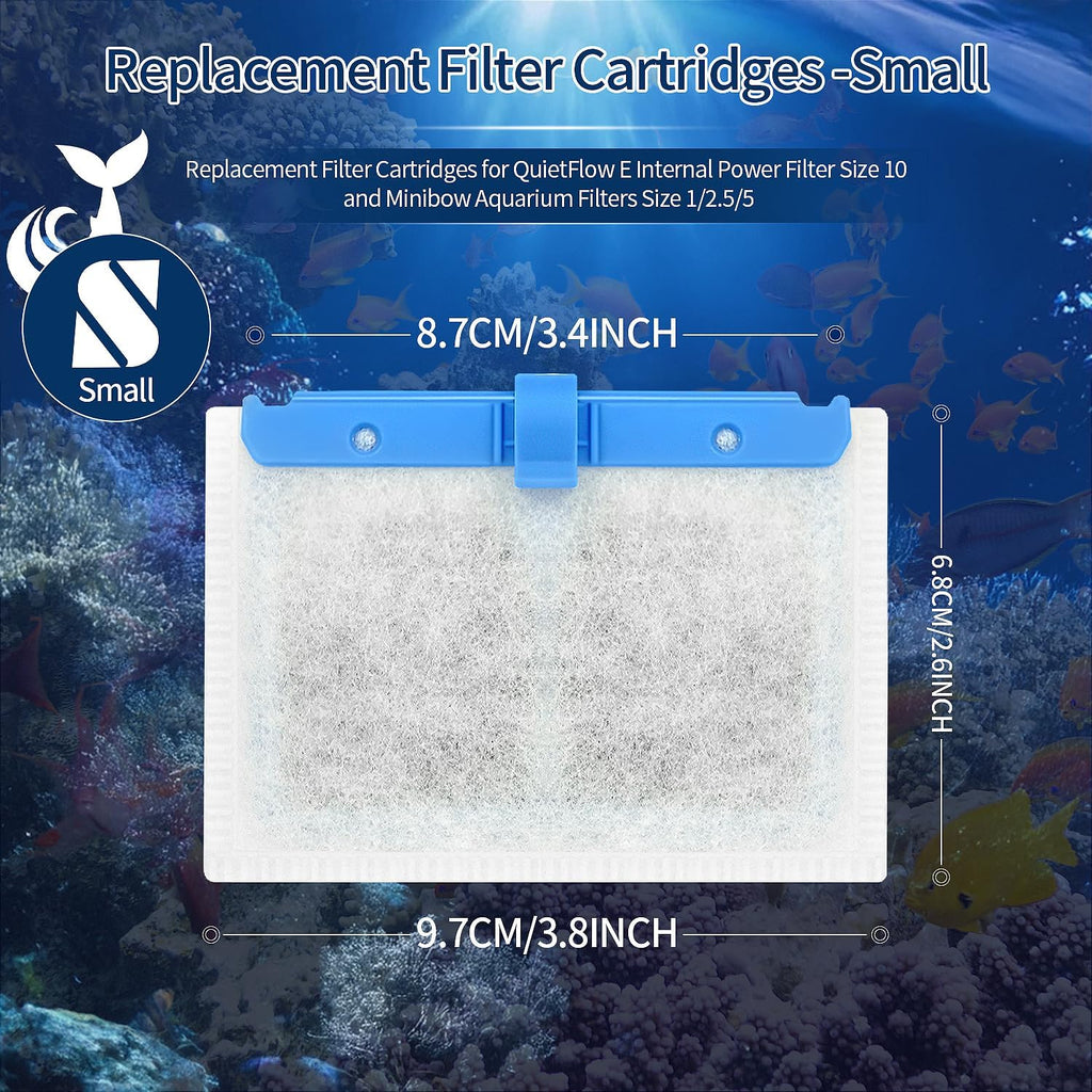 10 Pack Small Replacement Filters Cartridges with Aqueon QuietFlow,Replacement Filter Cartridges with Aqueon QuietFlow with More Activated Carbon,for Minibow Aquarium Filters Size 1/2.5/5 Gallon