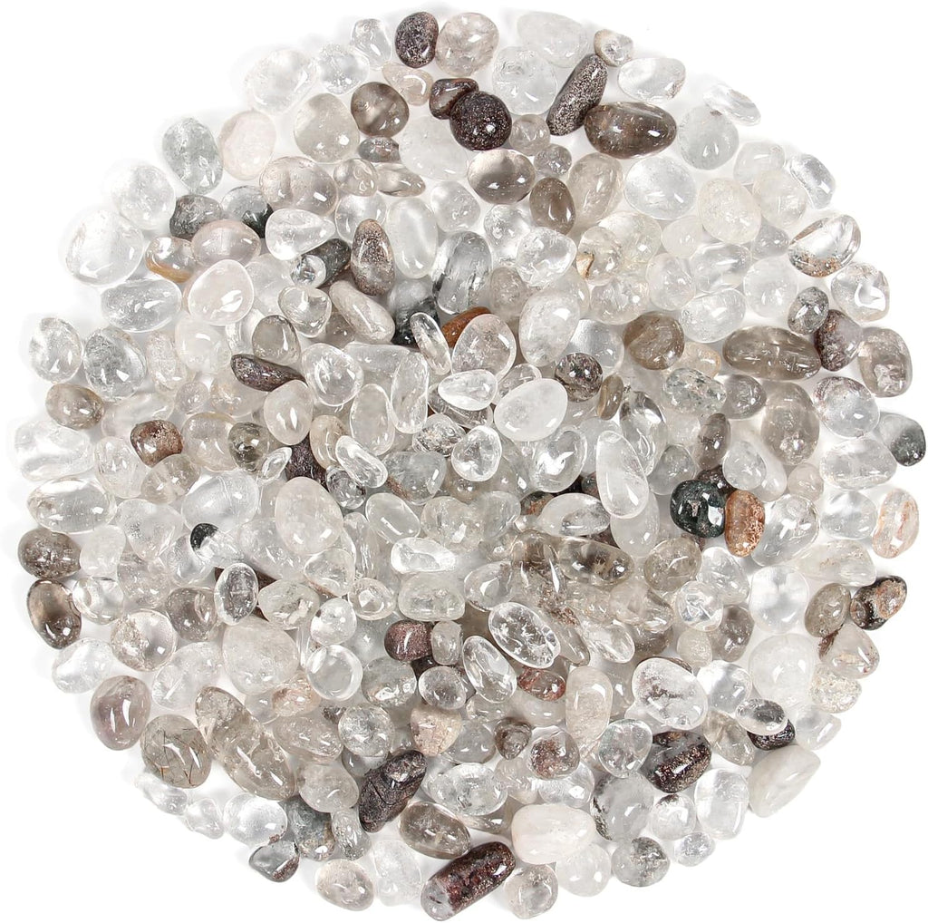 1.1lb Natural Crushed Green Phantom Quartz Crystal Tumbled Chips-Healing Crystals Chips Bulk, Crushed Crystal Gemstones for Crafts, Beautiful Package for Gift (Green Phantom Quartz)