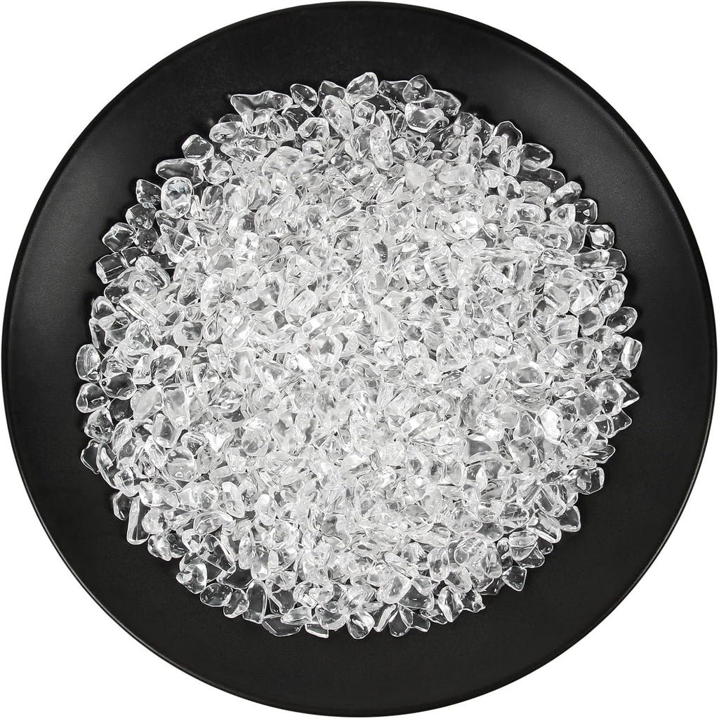 1.1lb Natural Crushed Clear Quartz Crystal Tumbled Chips-Healing Crystals Chips Bulk, Crushed Crystal Gemstones for Crafts, Beautiful Package for Gift (Clear Quartz)