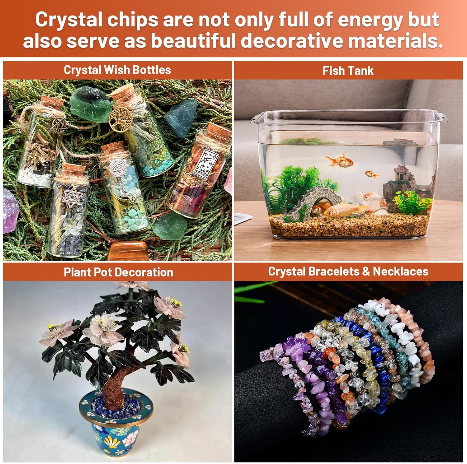 1.1lb Natural Multicolor Agate Crystal Tumbled Chips-Agate Healing Crystals Chips, Crushed Crystal Gemstones for Crafts, Beautiful Package for Gift (Multicolor Agate)