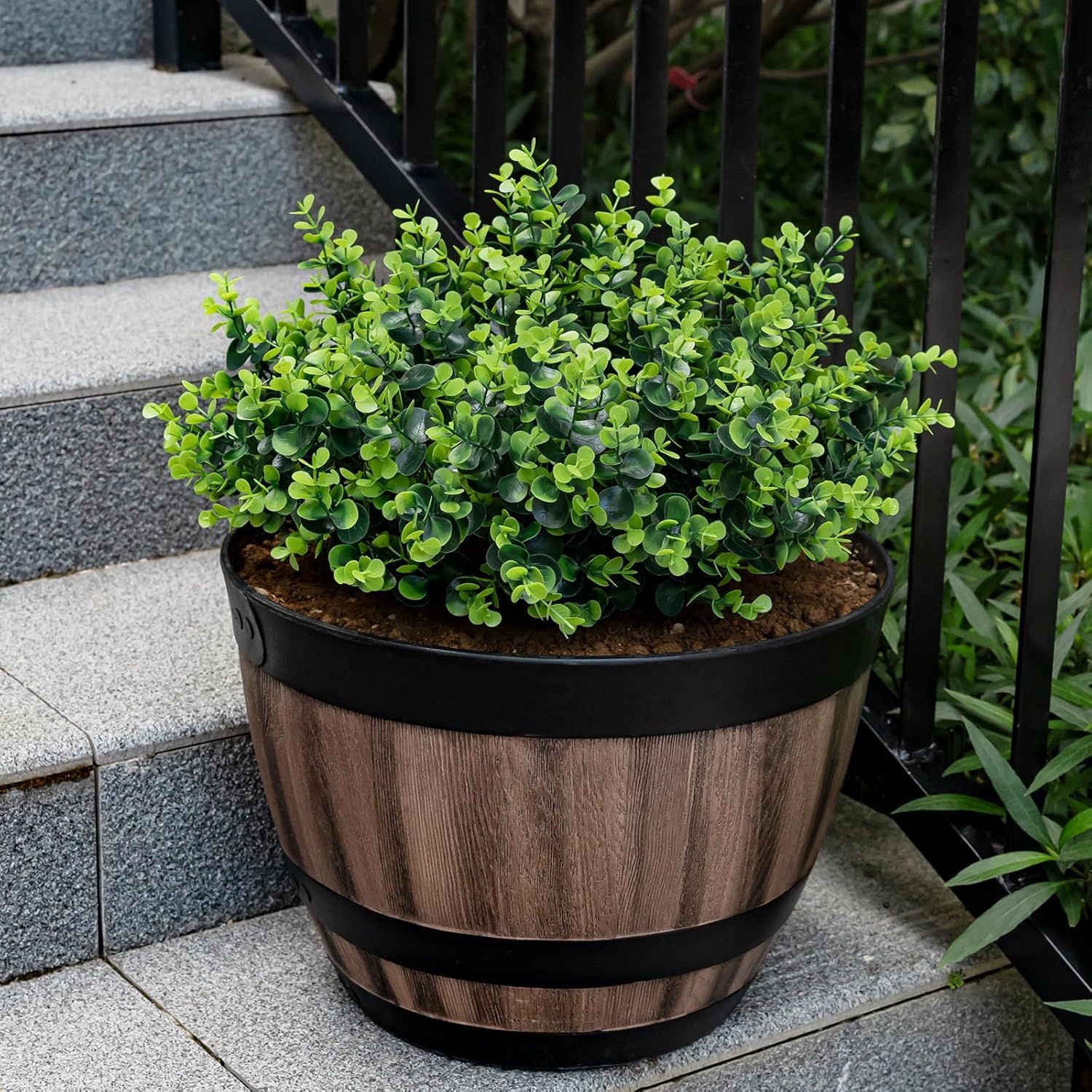 10 Bundles Artificial Plants for Outdoor Fake Plants for Spring Decoration,10 Bundles Faux Eucalyptus Plants for Planter UV Resistant Lifelike for Home Porch Garden（Green）