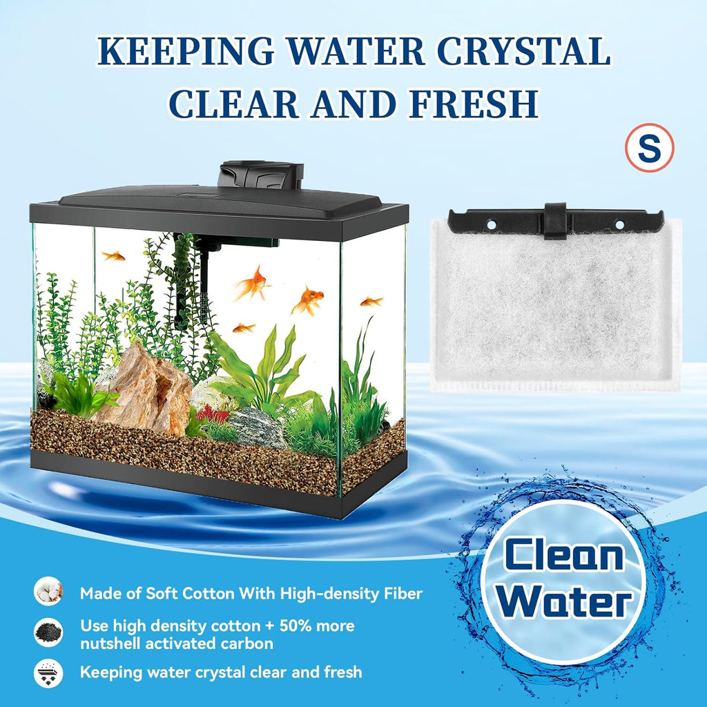 10 Packs Small Aquarium Filters Cartridges for Aqueon QuietFlow E Internal Power Filter Size 10 and 1/2.5/5 Gallon Mini-Bow Aquarium Filters