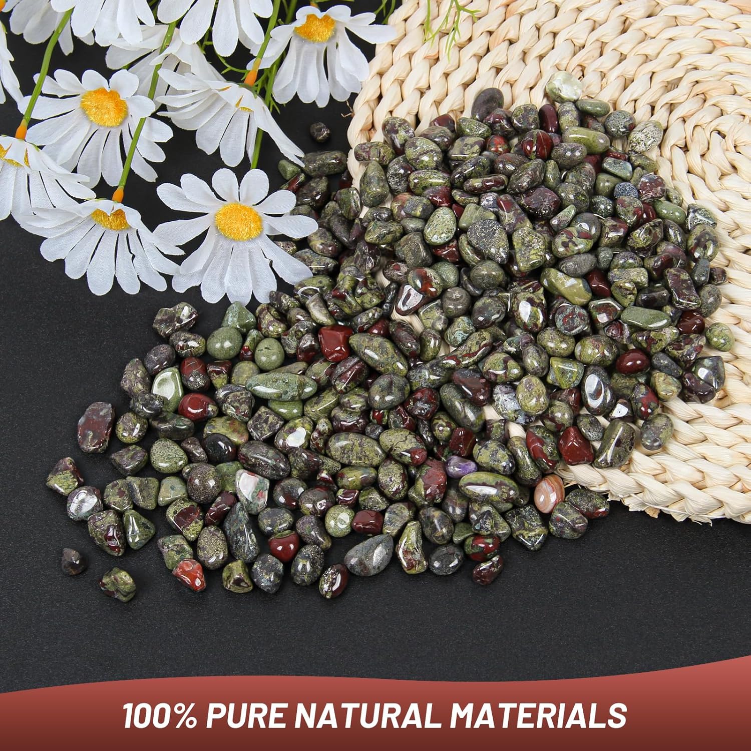 1.1lb Natural Crushed Bloodstone Quartz Crystal Tumbled Chips-Blood Stone Healing Crystals Chips Bulk, Crushed Crystal Gemstones for Crafts, Beautiful Package for Gift