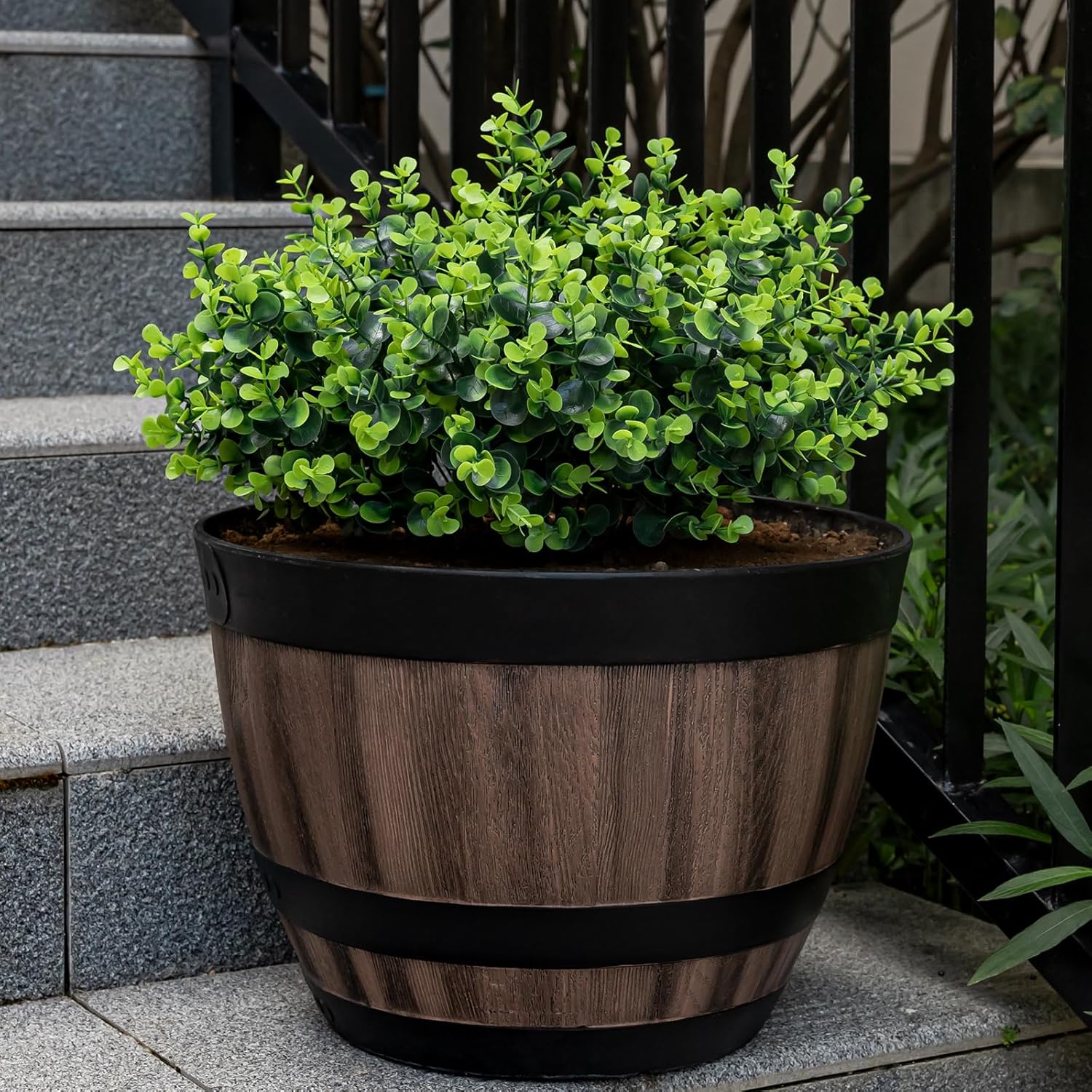 10 Bundles Artificial Plants for Outdoor Fake Plants for Spring Decoration,10 Bundles Faux Eucalyptus Plants for Planter UV Resistant Lifelike for Home Porch Garden（Green）