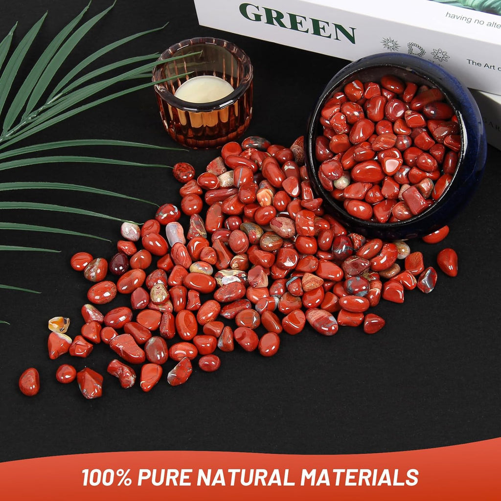 1.1lb Natural Red Jasper Crystal Chips - Red Jasper Healing Crystals Chips, Crushed Crystal Gemstones for Crafts, Beautiful Package for Gift