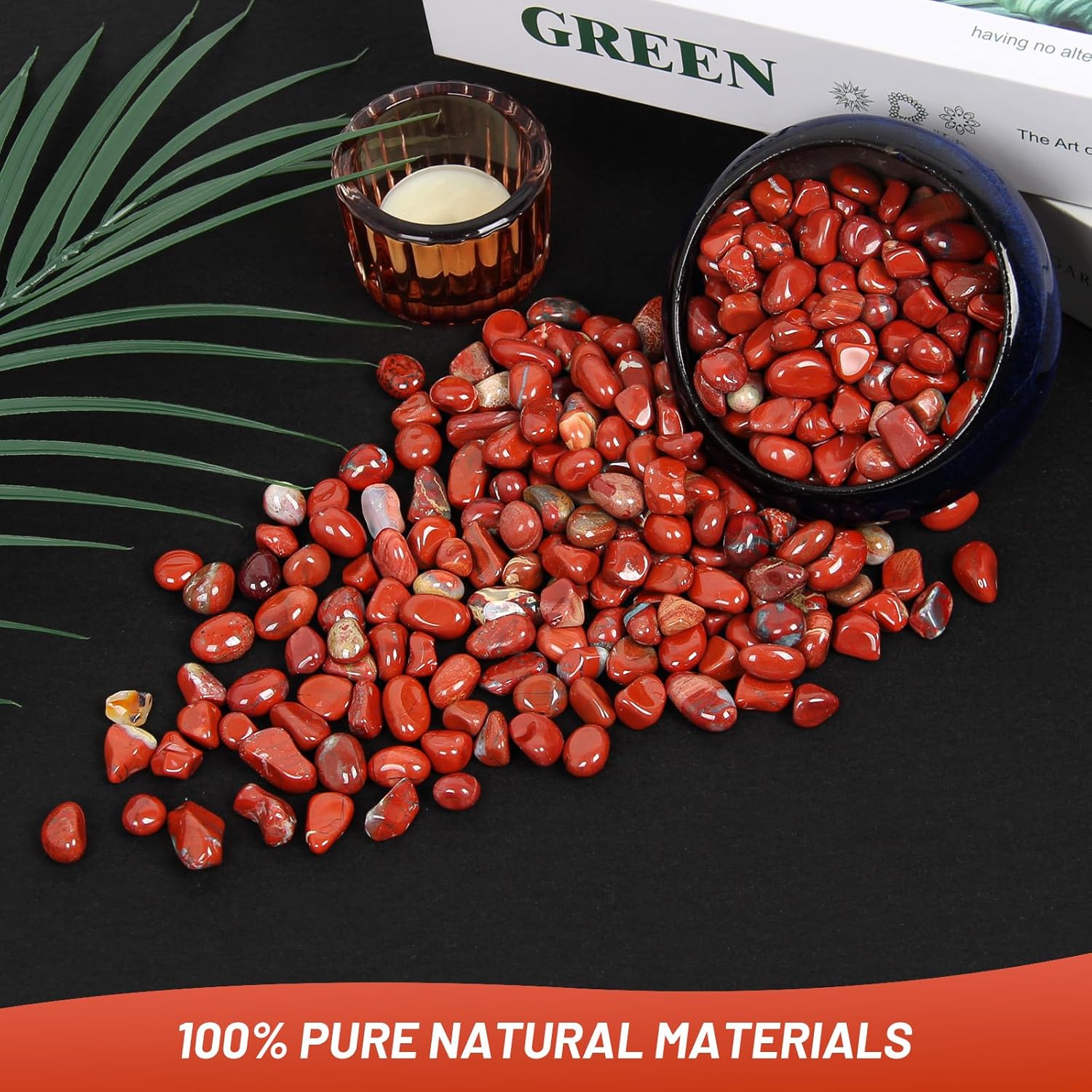 1.1lb Natural Red Jasper Crystal Chips - Red Jasper Healing Crystals Chips, Crushed Crystal Gemstones for Crafts, Beautiful Package for Gift