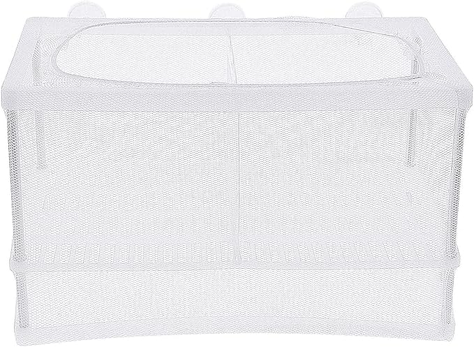 Aquarium Fish Breeder Box, Fish Isolation Box, Hatching Box, Juvenile Fish Spawning Incubator, Water Isolation Net Hatcher, Nylon Mesh Fish Fry Hatchery Breeder Box Separation Net（White L）