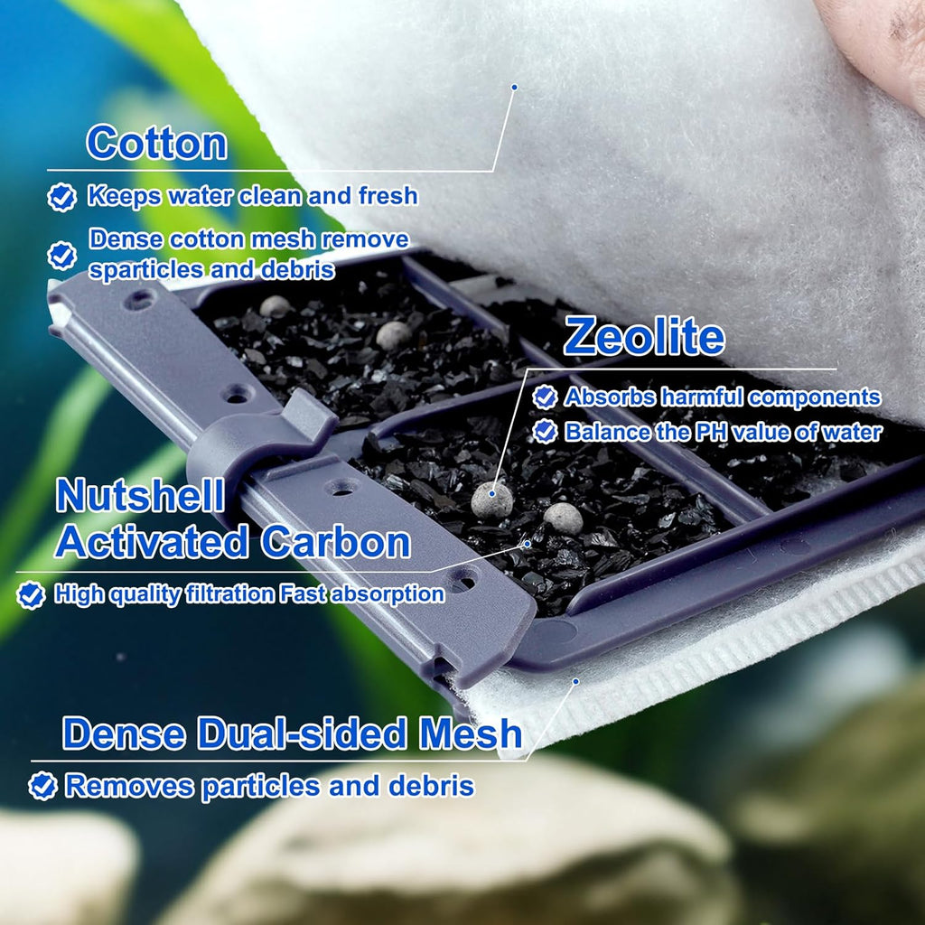 10 Packs Small Aquarium Filters Cartridges for Aqueon QuietFlow E Internal Power Filter Size 10 and 1/2.5/5 Gallon Mini-Bow Aquarium Filters