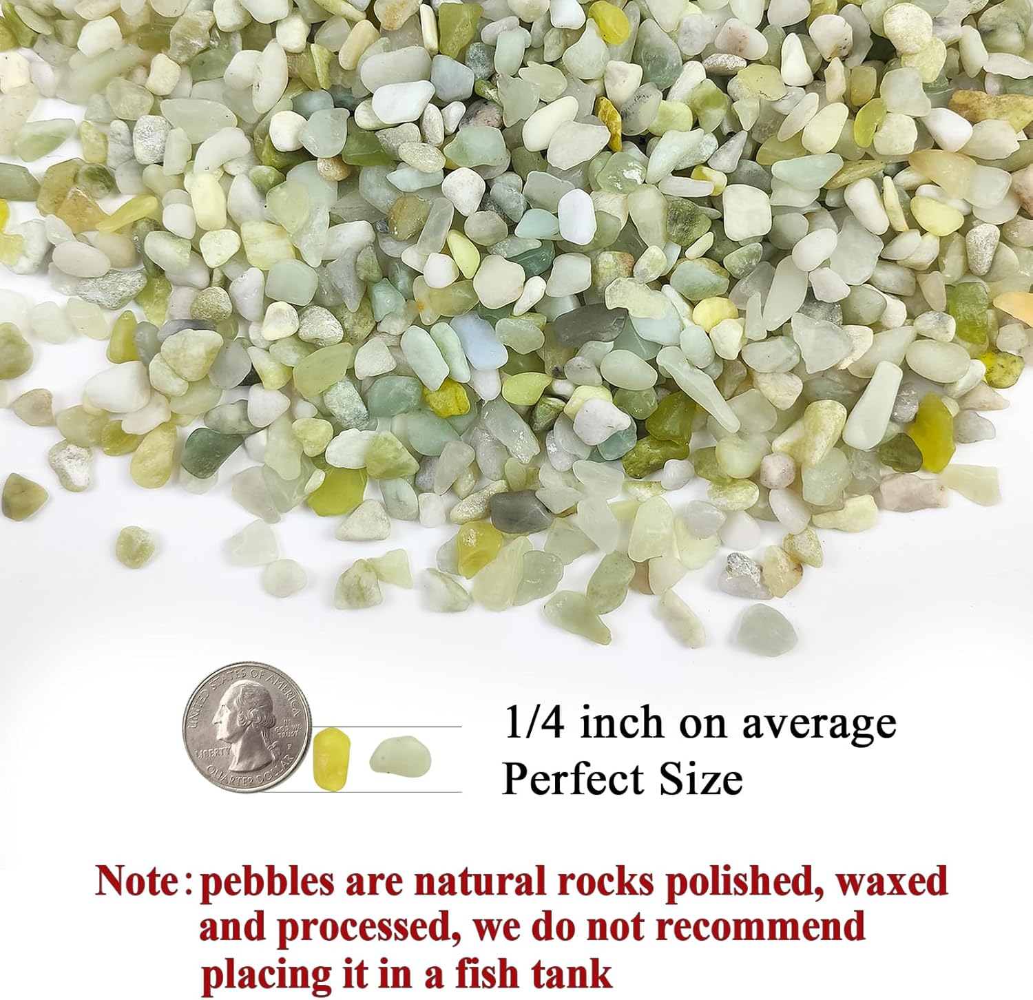 10 lbs Pebbles for Landscaping,1/4 Inch Polished Green Pea Gravel Small Rocks for Plants, Succulents, Cactus, Vases, Terrarium and Outdoor Gardening
