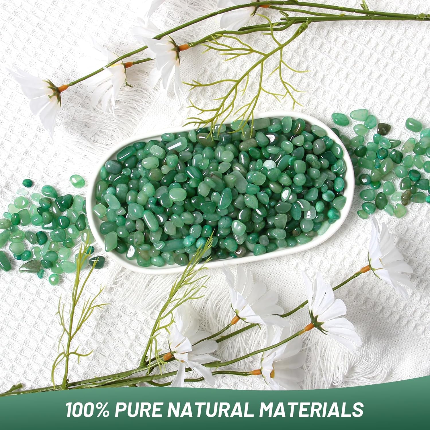 1.1lb Natural Crushed Green Aventurine Quartz Crystal Tumbled Chips-Green Aventurine Healing Crystals Chips Bulk, Crushed Crystal Gemstones for Crafts, Beautiful Package for Gift