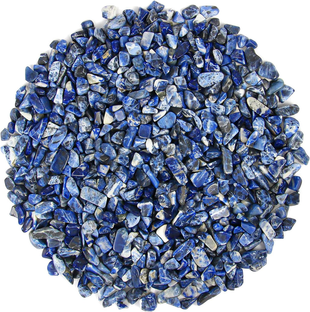 1.1lb Natural Crushed Sodalite Quartz Crystal Tumbled Chips-Sodalite Healing Crystals Chips Bulk, Crushed Crystal Gemstones for Crafts, Beautiful Package for Gift (Sodalite)