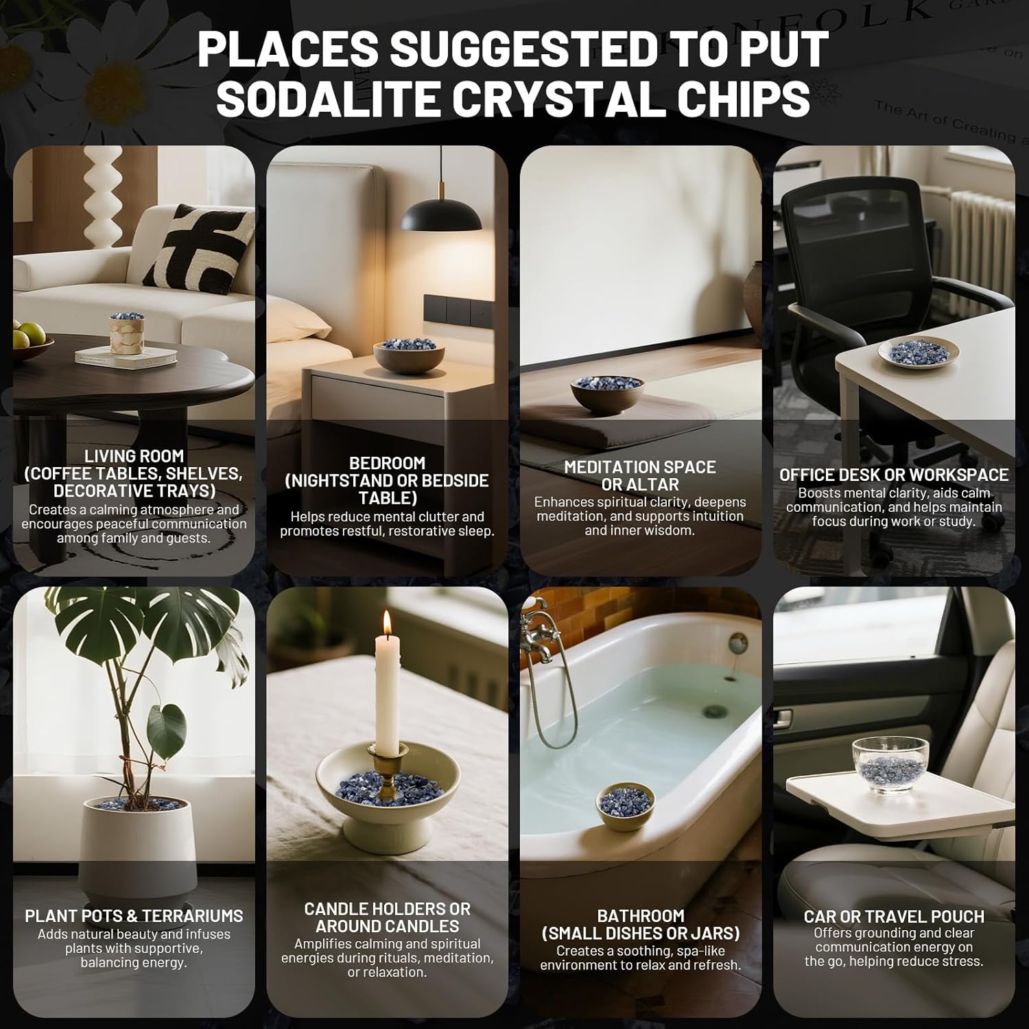 1.1lb Natural Crushed Sodalite Quartz Crystal Tumbled Chips-Sodalite Healing Crystals Chips Bulk, Crushed Crystal Gemstones for Crafts, Beautiful Package for Gift (Sodalite)