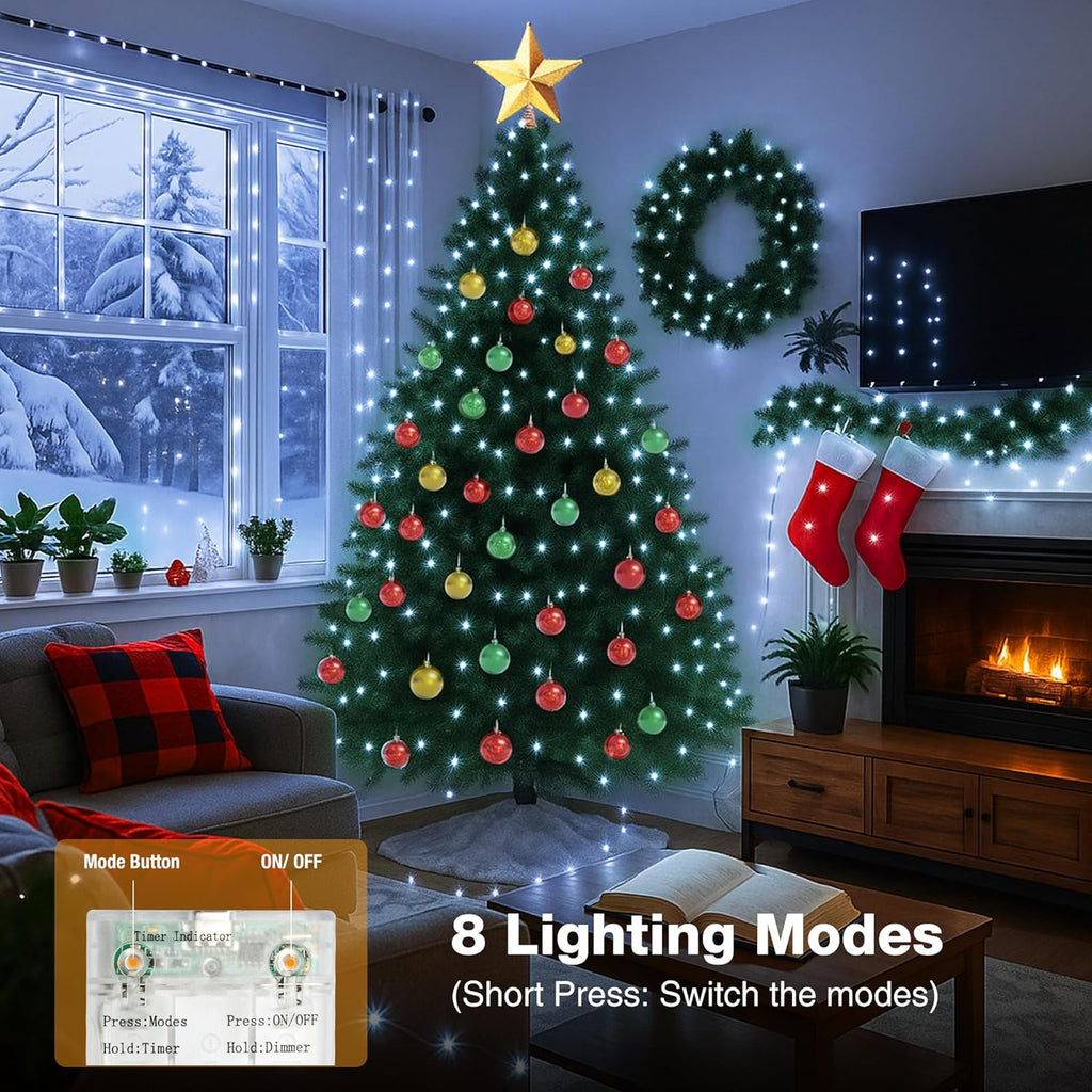 10 Pack 16FT 50 LED Fairy Lights Battery Operated with Timer, 8 Modes USB Mini Twinkle Light, Small String Lights for Christmas Tree Wreath Vase Bedroom DIY Wedding Decorations-Cold White