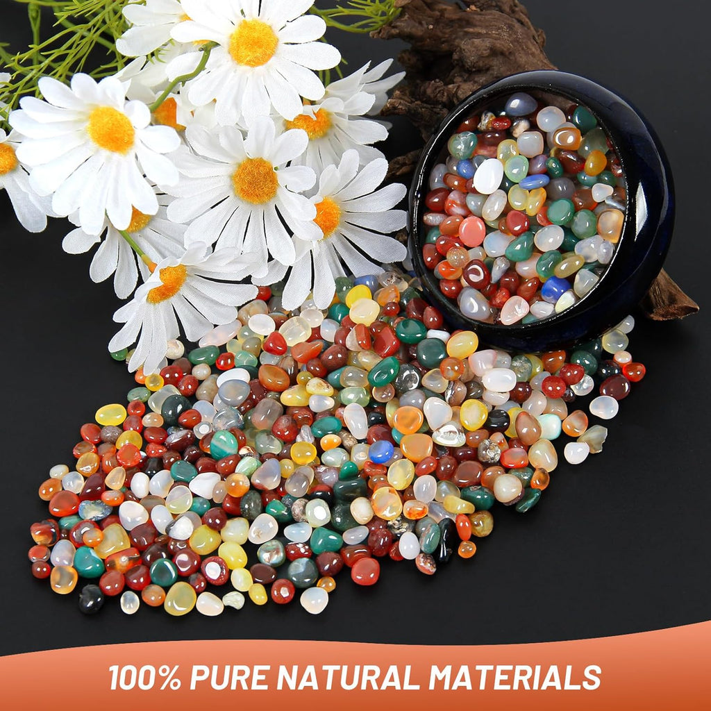 1.1lb Natural Multicolor Agate Crystal Tumbled Chips-Agate Healing Crystals Chips, Crushed Crystal Gemstones for Crafts, Beautiful Package for Gift (Multicolor Agate)