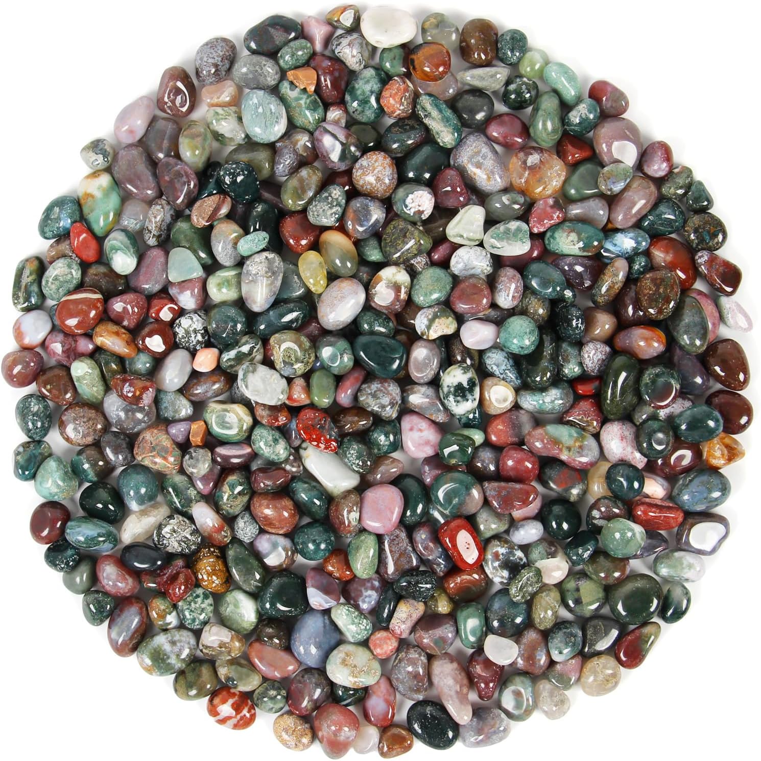 1.1lb Natural Crushed Ocean Jasper Crystal Tumbled Chips-Healing Crystals Chips Bulk, Crushed Crystal Gemstones for Crafts, Beautiful Package for Gift (Ocean Jasper)