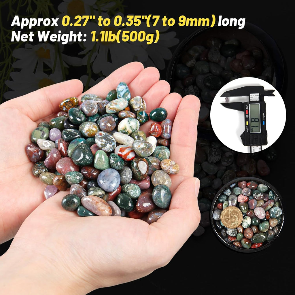 1.1lb Natural Crushed Ocean Jasper Crystal Tumbled Chips-Healing Crystals Chips Bulk, Crushed Crystal Gemstones for Crafts, Beautiful Package for Gift (Ocean Jasper)